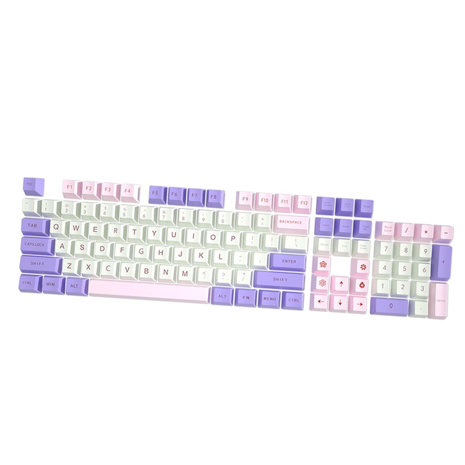 108 Key Mechanical Keyboard Keycaps Pink & Purple Dustproof Waterproof Home