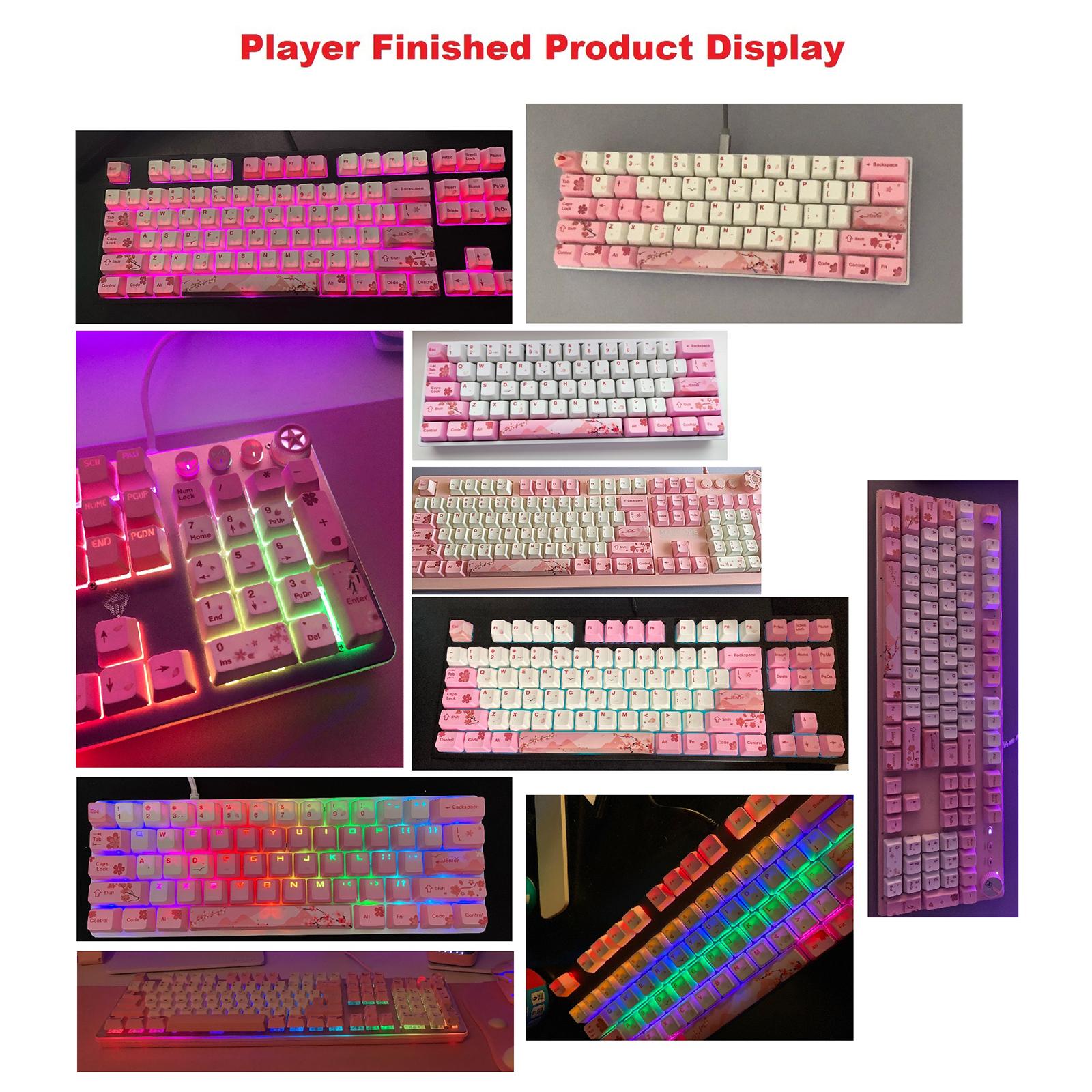 104 Keys Keycaps PBT Pink Sakura Keycaps for Cherry MX Mechanical Keyboard