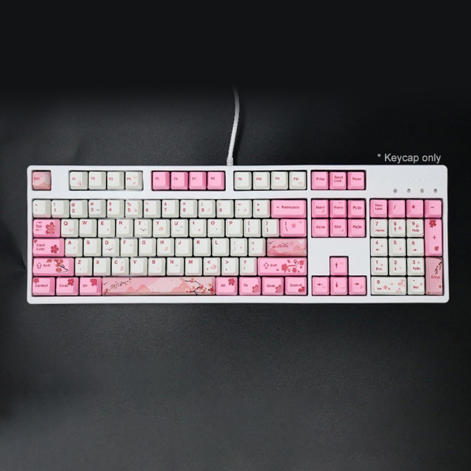 104 Keys Keycaps PBT Pink Sakura Keycaps for Cherry MX Mechanical Keyboard