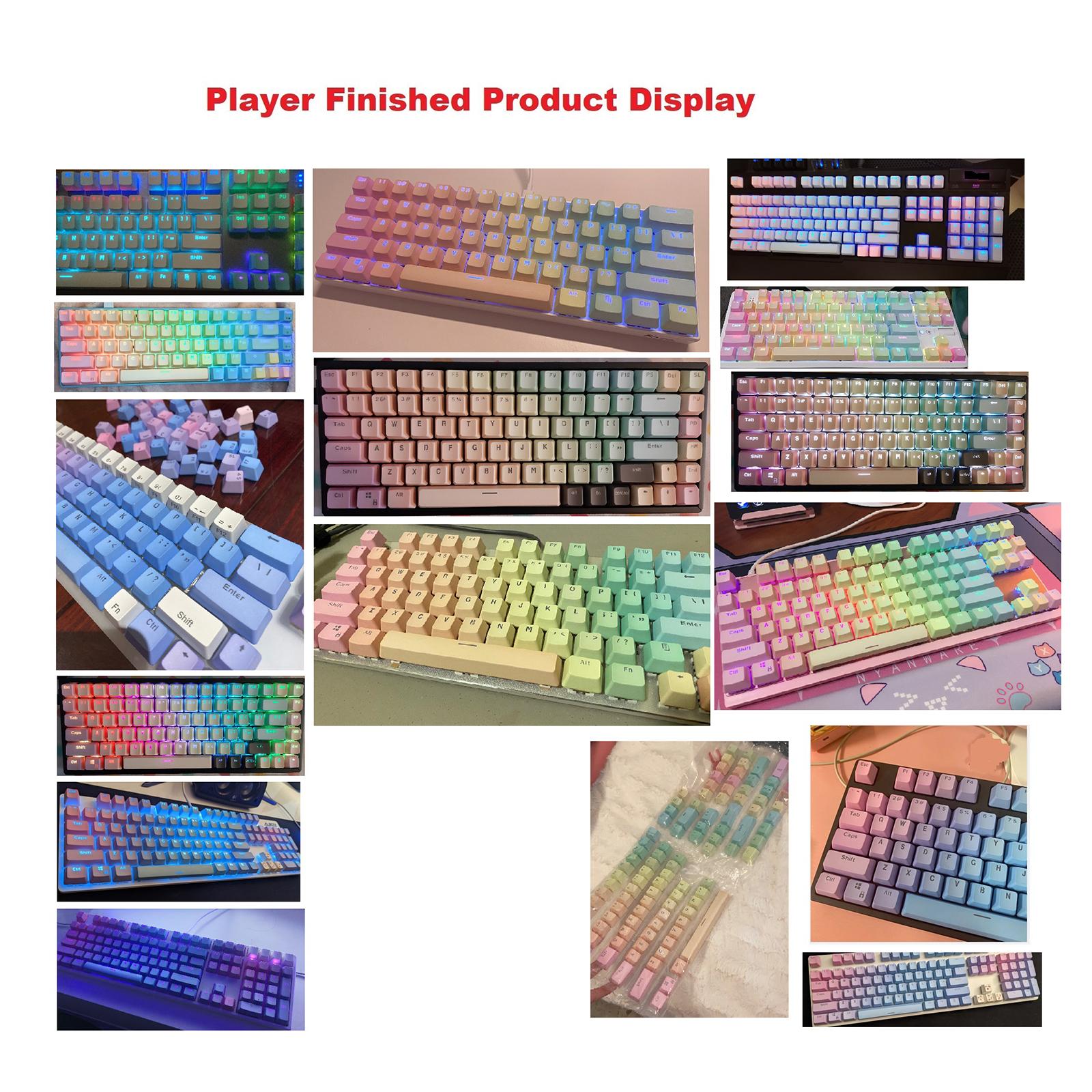 104 Keys Mechanical Switch Keyboard Keycaps PBT Keycaps  Rainbow Gradient
