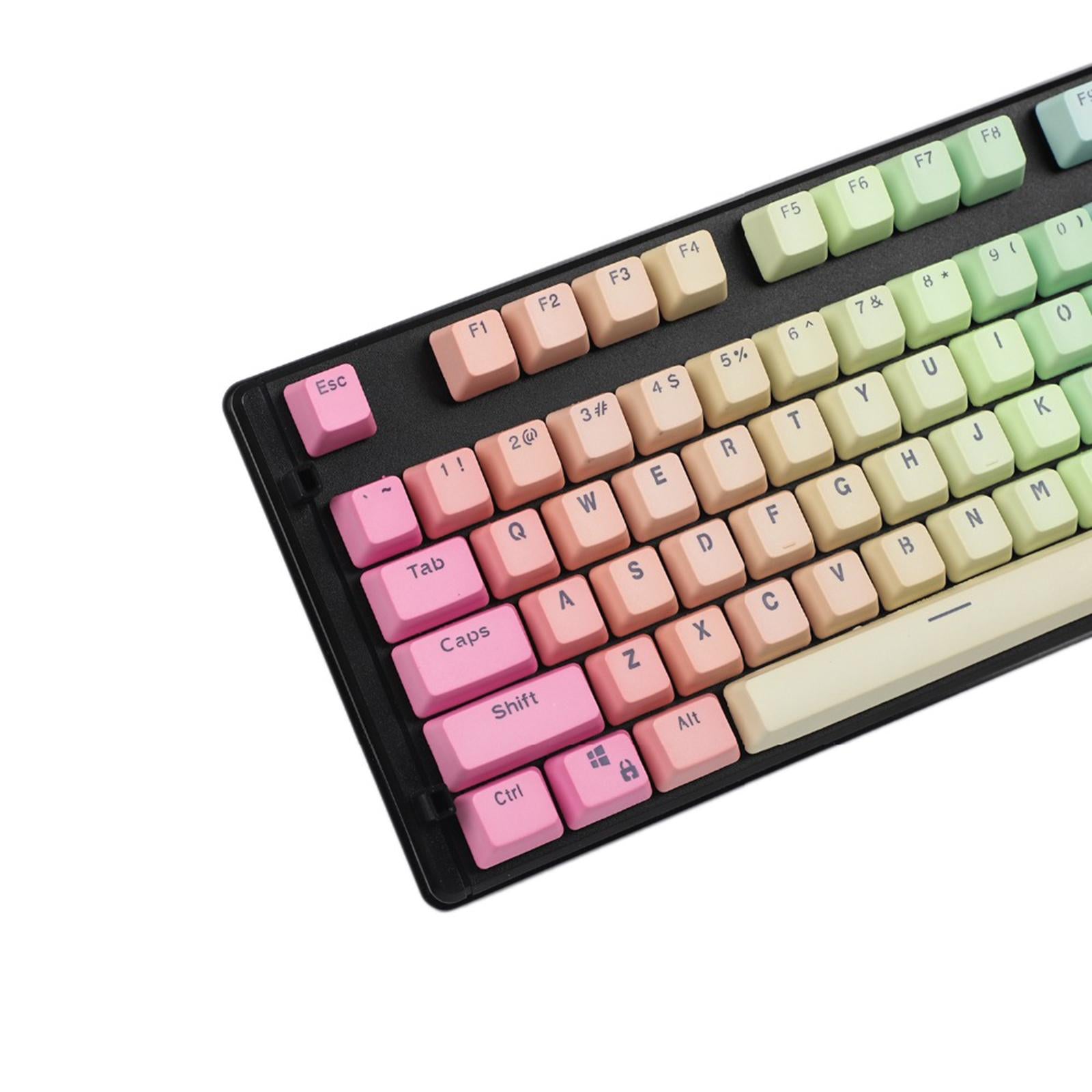 104 Keys Mechanical Switch Keyboard Keycaps PBT Keycaps  Rainbow Gradient