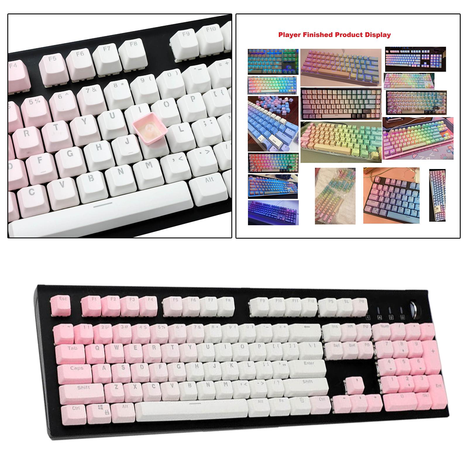 104 Keys Mechanical Switch Keyboard Keycaps PBT Keycaps  Pink Gradient