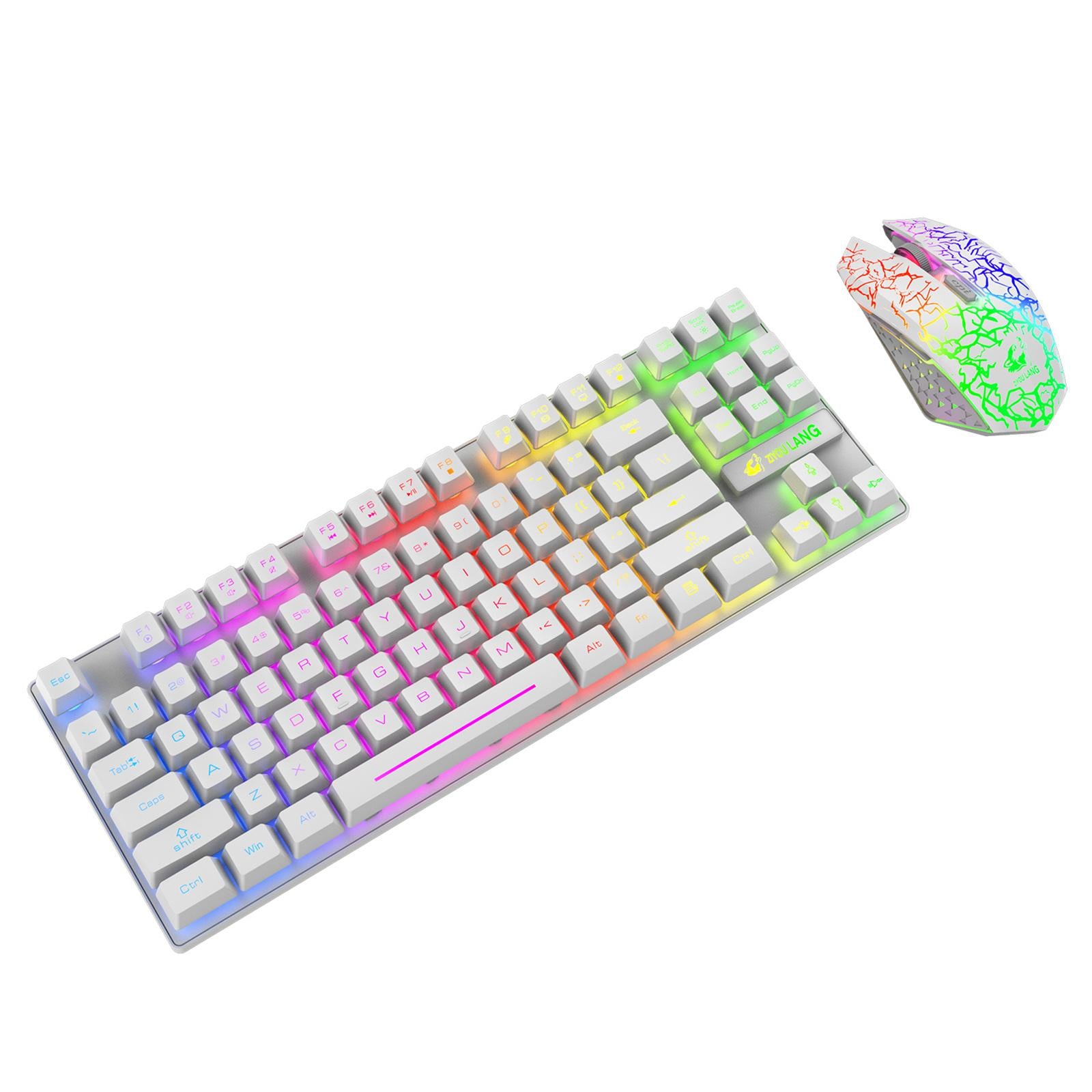 Gaming Wireless RGB Backlit Keyboard and Mouse Combo 2400dpi White