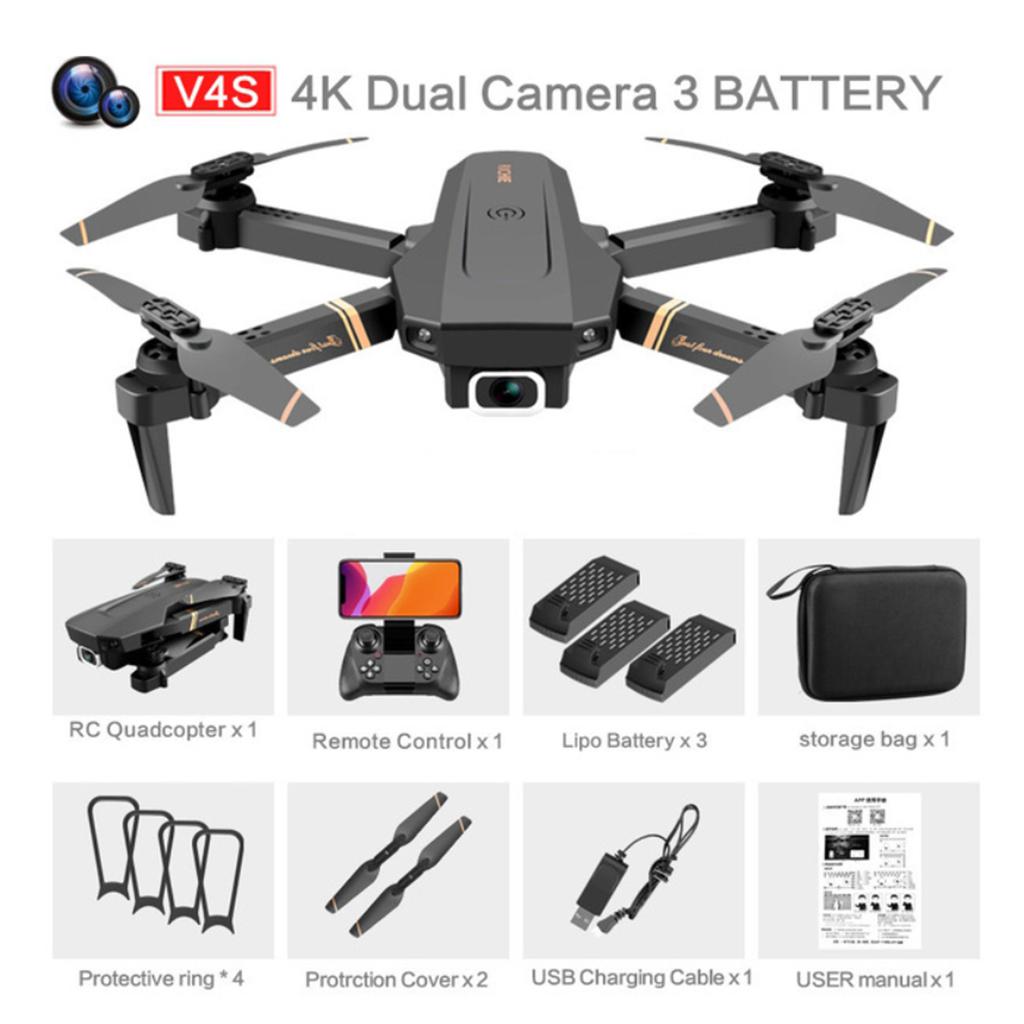 V4 RC Drone WiFi FPV Live Video Quadcopter Helicopter Position 4K 3Battery