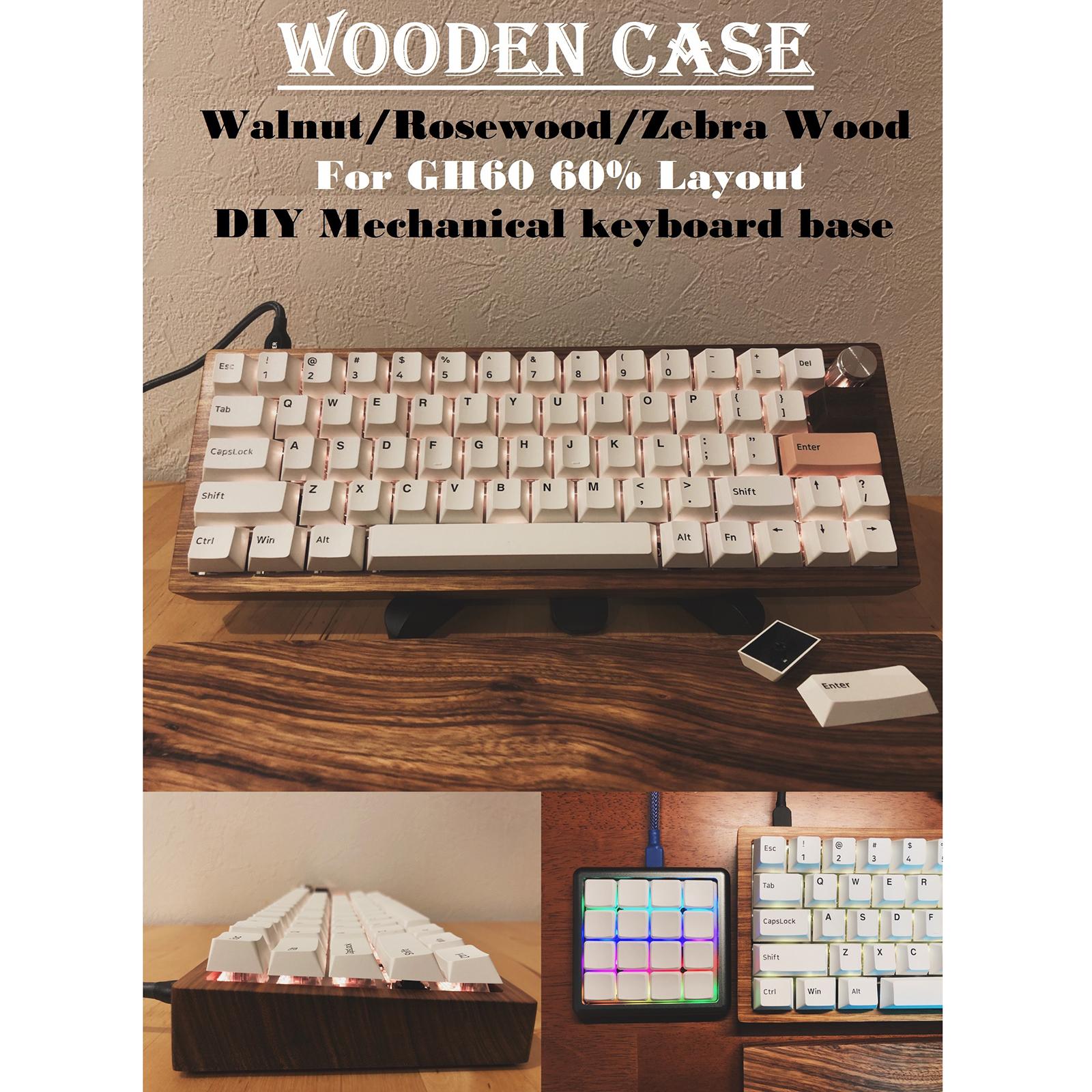 Wooden Case for GK61X GK61XS GK64X Mechanical Keyboard Walnut Wirst Rest