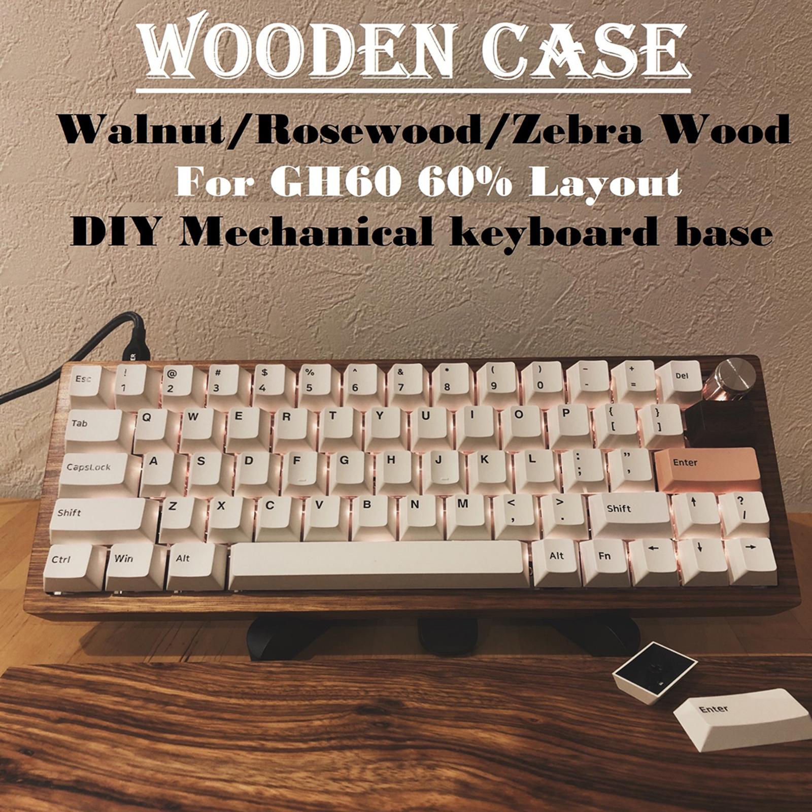 Wooden Case for GK61X GK61XS GK64X Mechanical Keyboard Walnut Wirst Rest