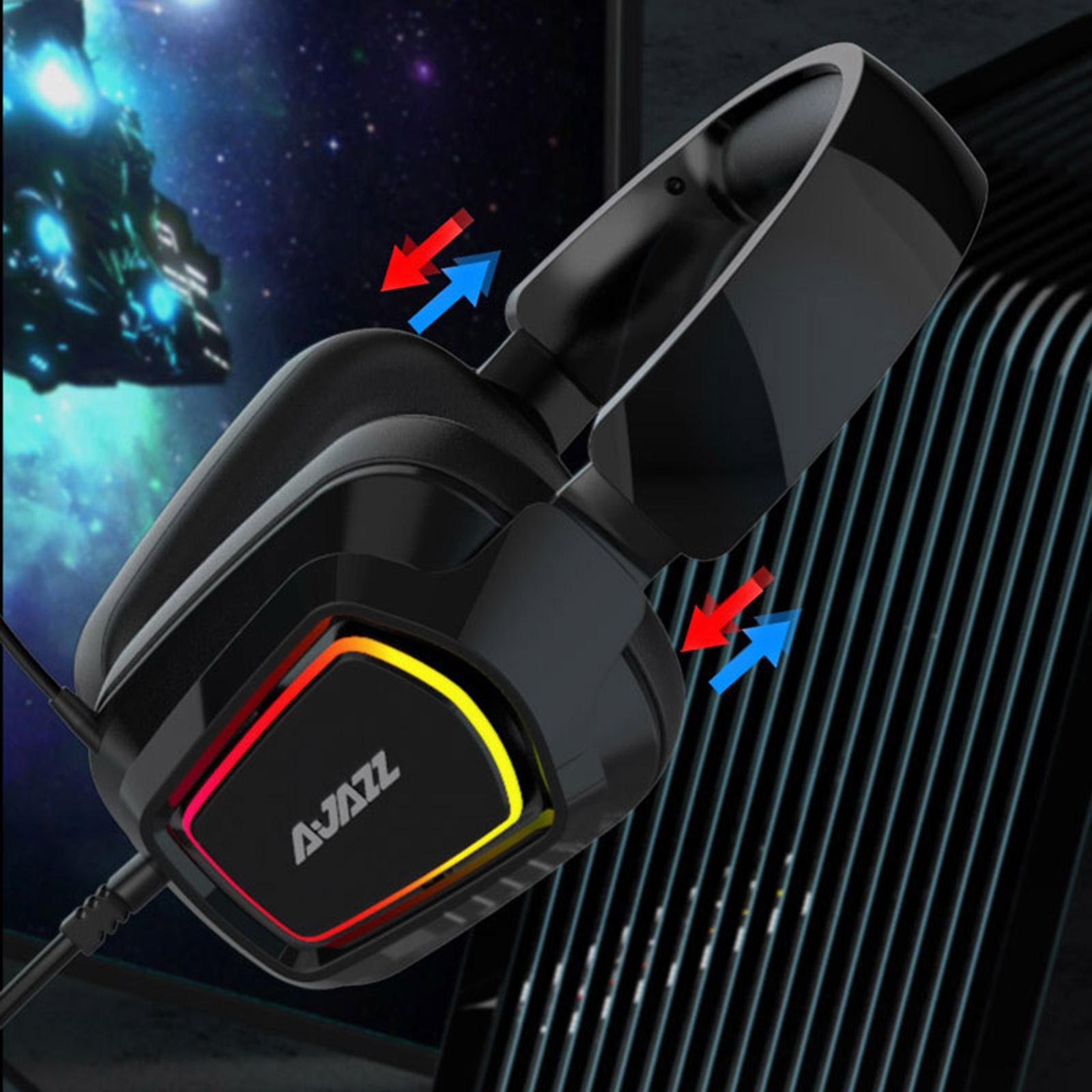 LED Colorful Over Ear Gaming Headset Headphones with Mic Black 3.5mm