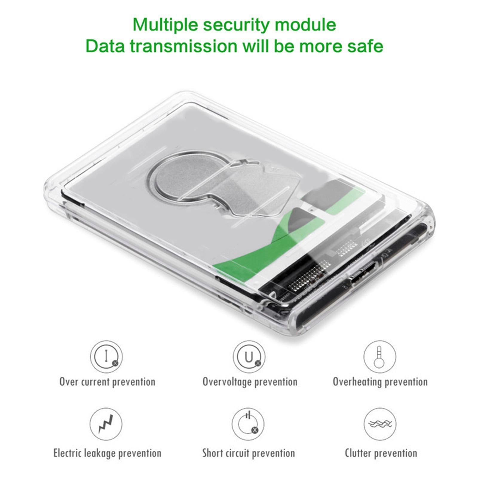 Transparent 2.5 inch External HDD SDD Hard Drive Enclosure Case Up to 2TB