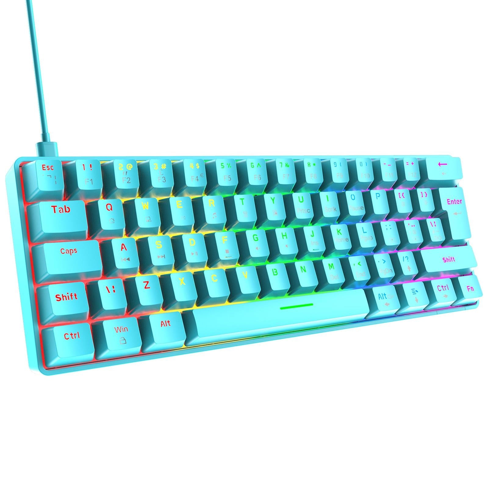 Wired 62Keys Mechanical Gaming Keyboard Backlit for Gaming Typing  blue Blue switch