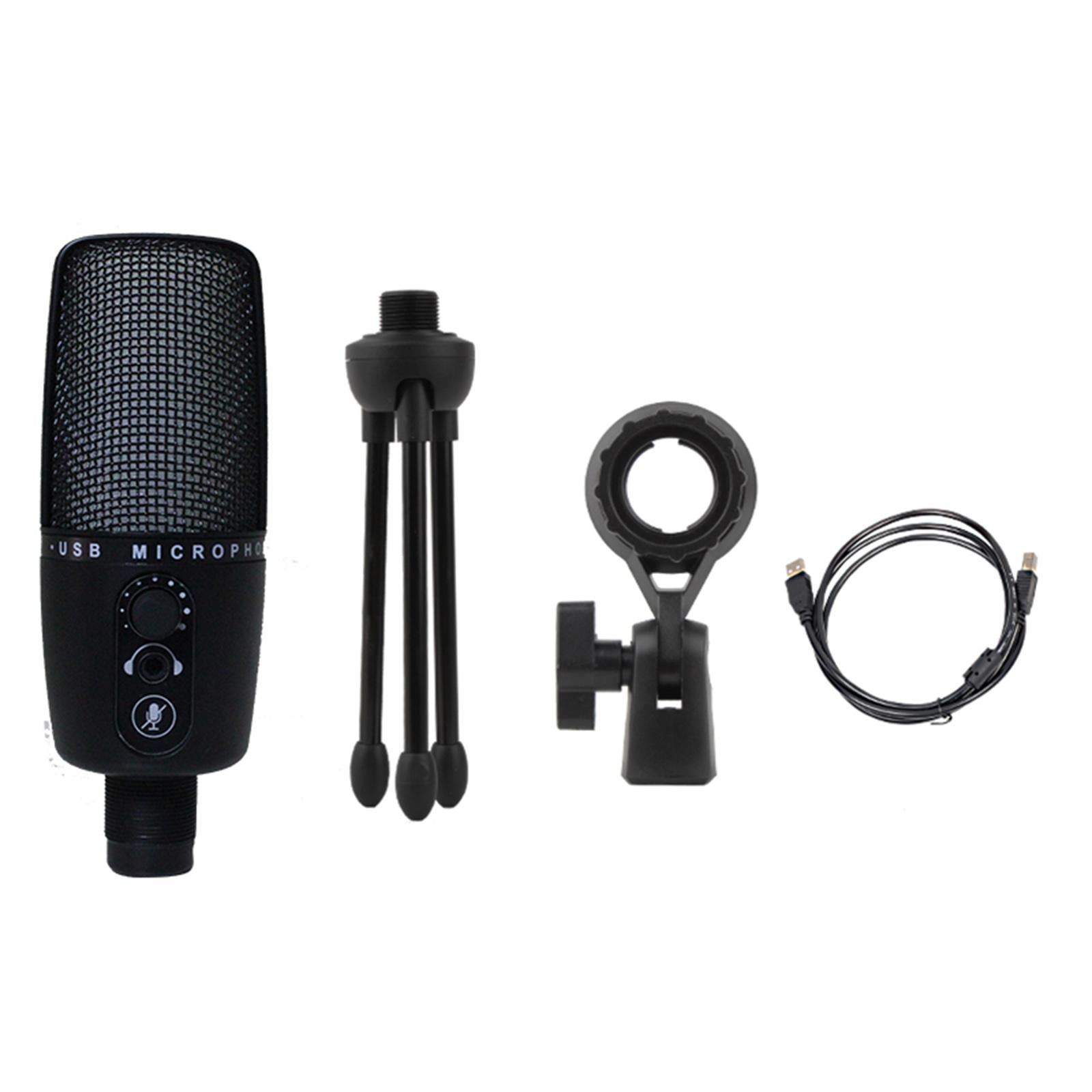 USB Microphone with Mute Plug & Play PC Sound Chipset with Tripod for Studio