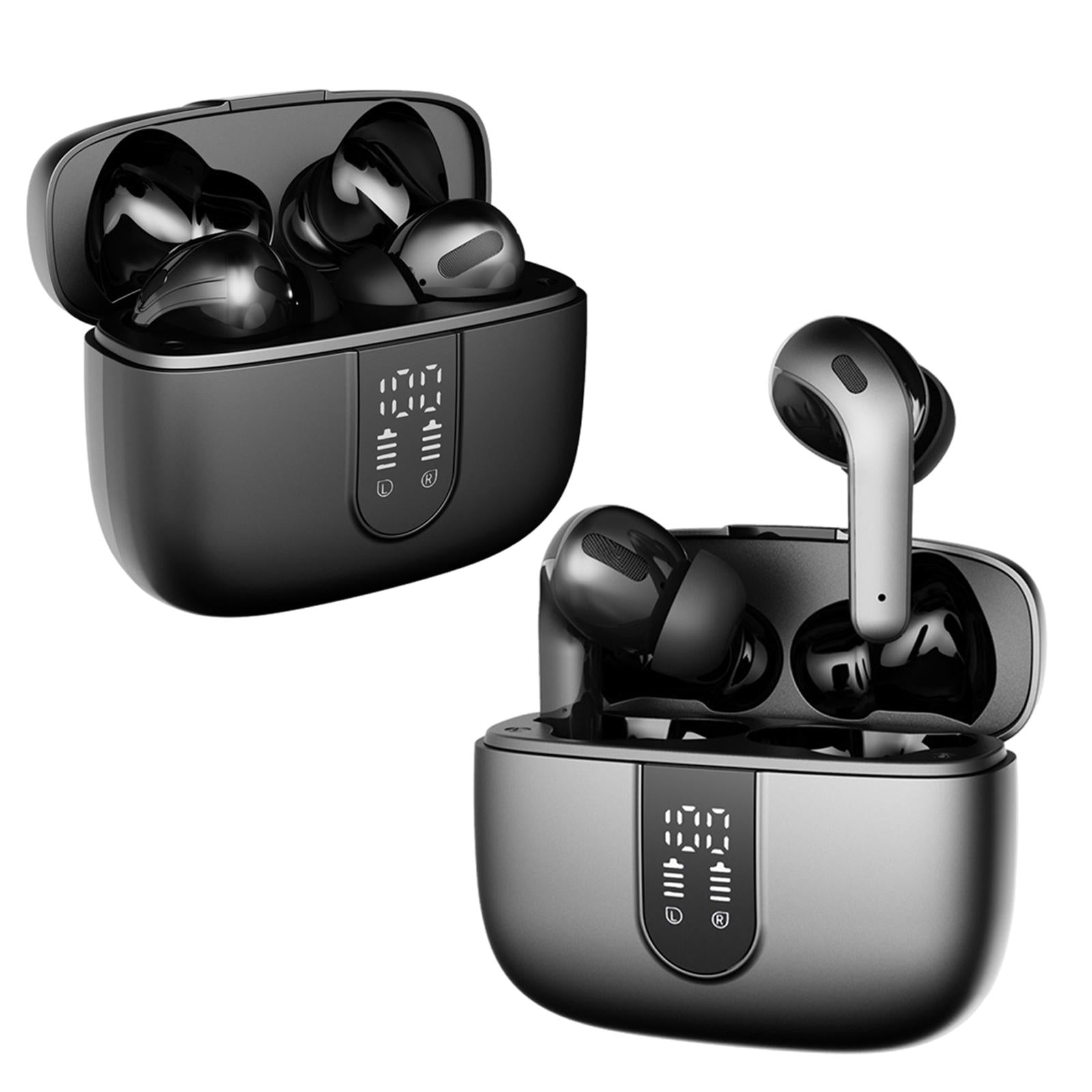 Wireless Earbuds Wireless Charging Case Hi-fi Stereo Earphone for Work black