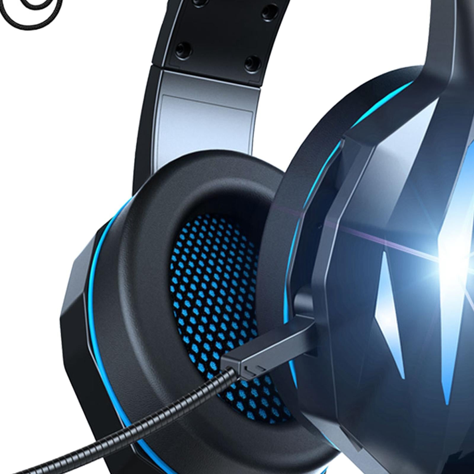 RGB Gaming Headset with Mic 4D Bass 3.5mm Plug for PS4 Gamers Black and Blue