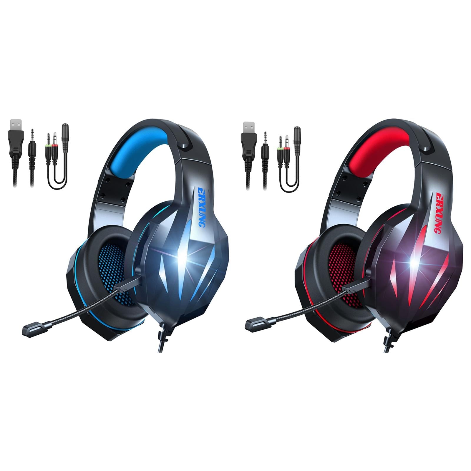 RGB Gaming Headset with Mic 4D Bass 3.5mm Plug for PS4 Gamers Black and Blue