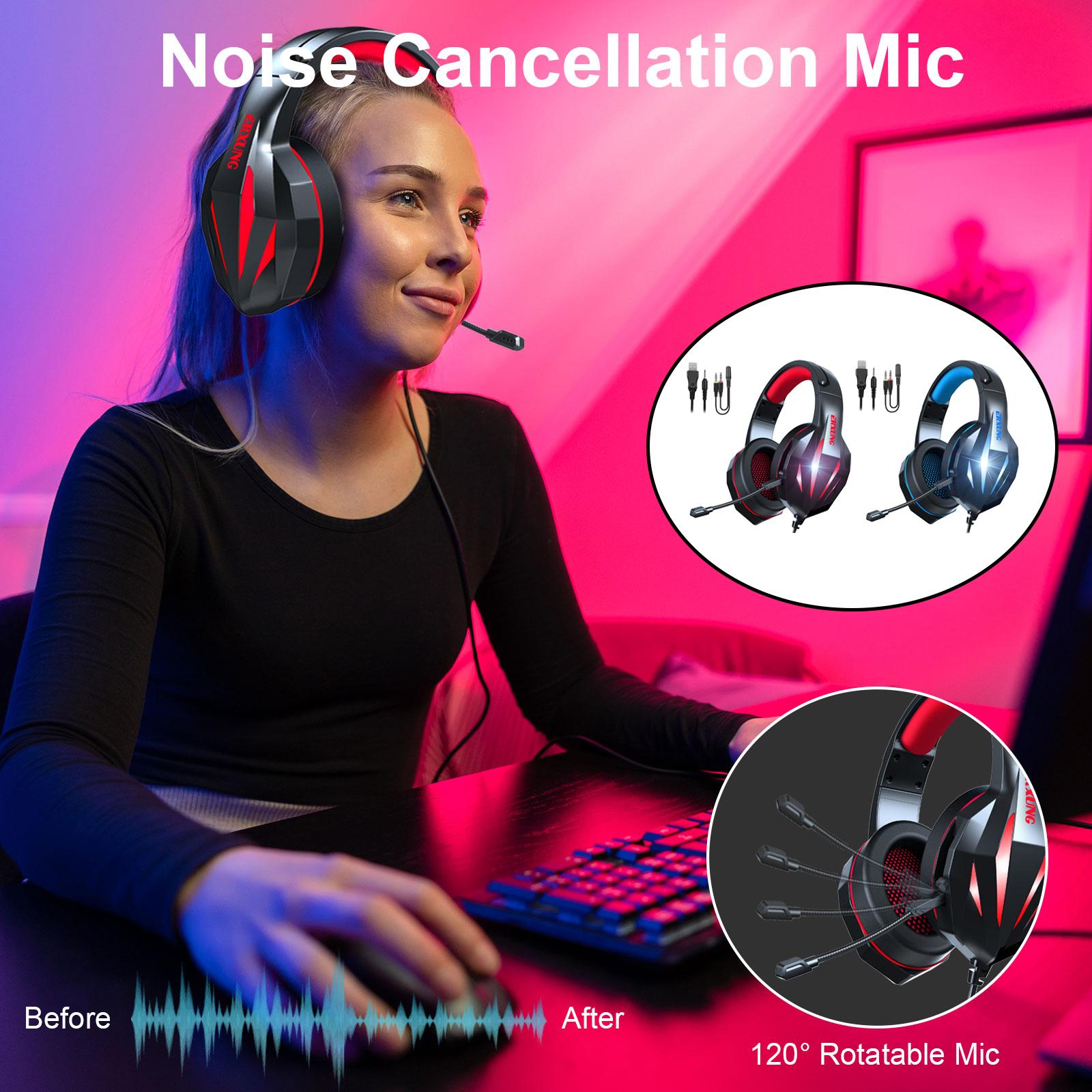 RGB Gaming Headset with Mic 4D Bass 3.5mm Plug for PS4 Gamers Black and Blue