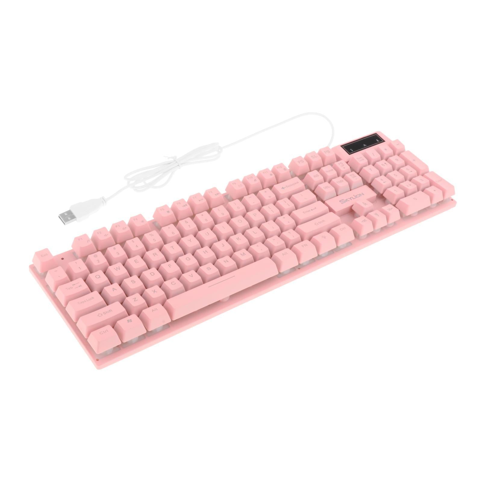 Gaming Keyboard Combo Programmable Mouse 4 in 1 for Computer Gamer Pink