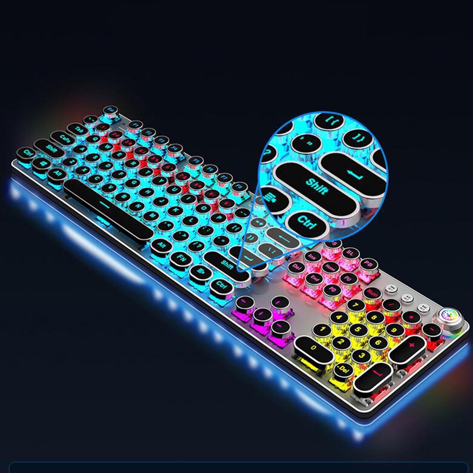 Wired Gaming Keyboard Anti-Ghosting Round RGB for Laptops Blue Switch