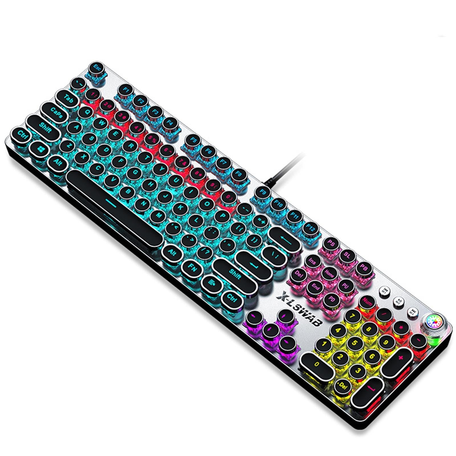 Wired Gaming Keyboard Anti-Ghosting Round RGB for Laptops Blue Switch