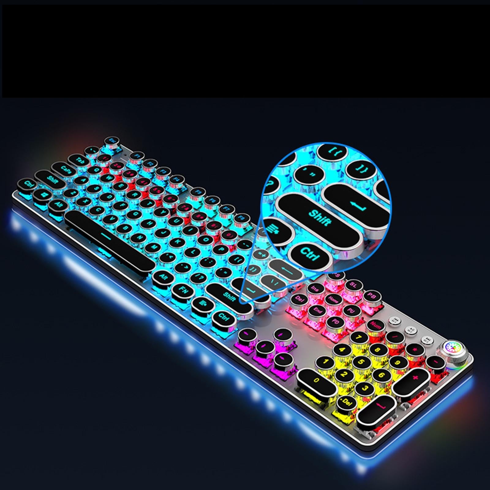 Wired Gaming Keyboard Anti-Ghosting Round RGB for Laptops Blue Switch