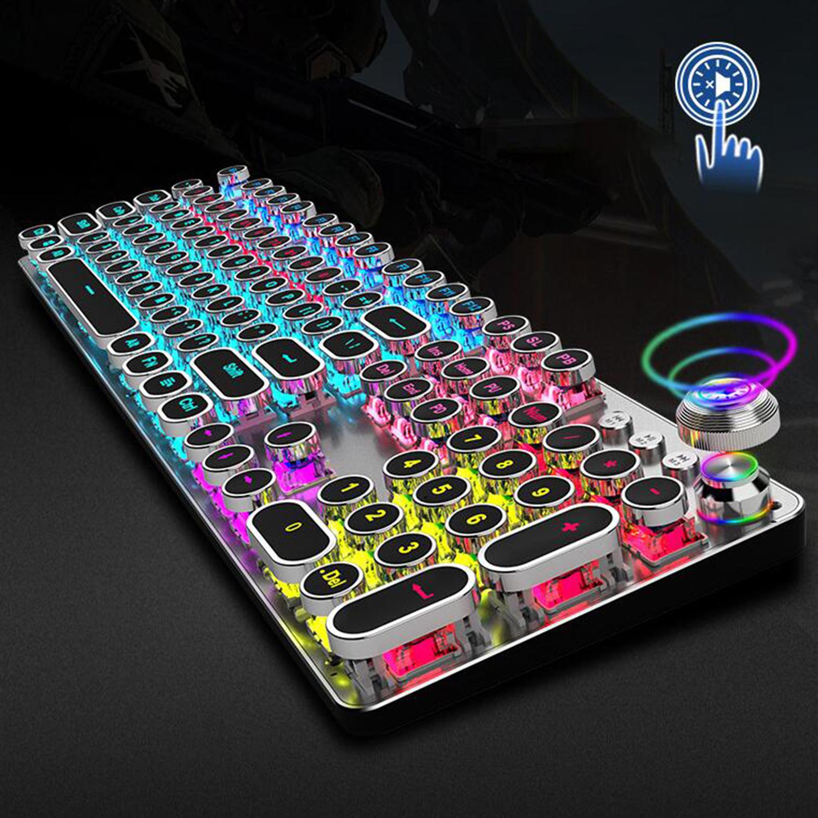 Wired Gaming Keyboard Anti-Ghosting Round RGB for Laptops Blue Switch