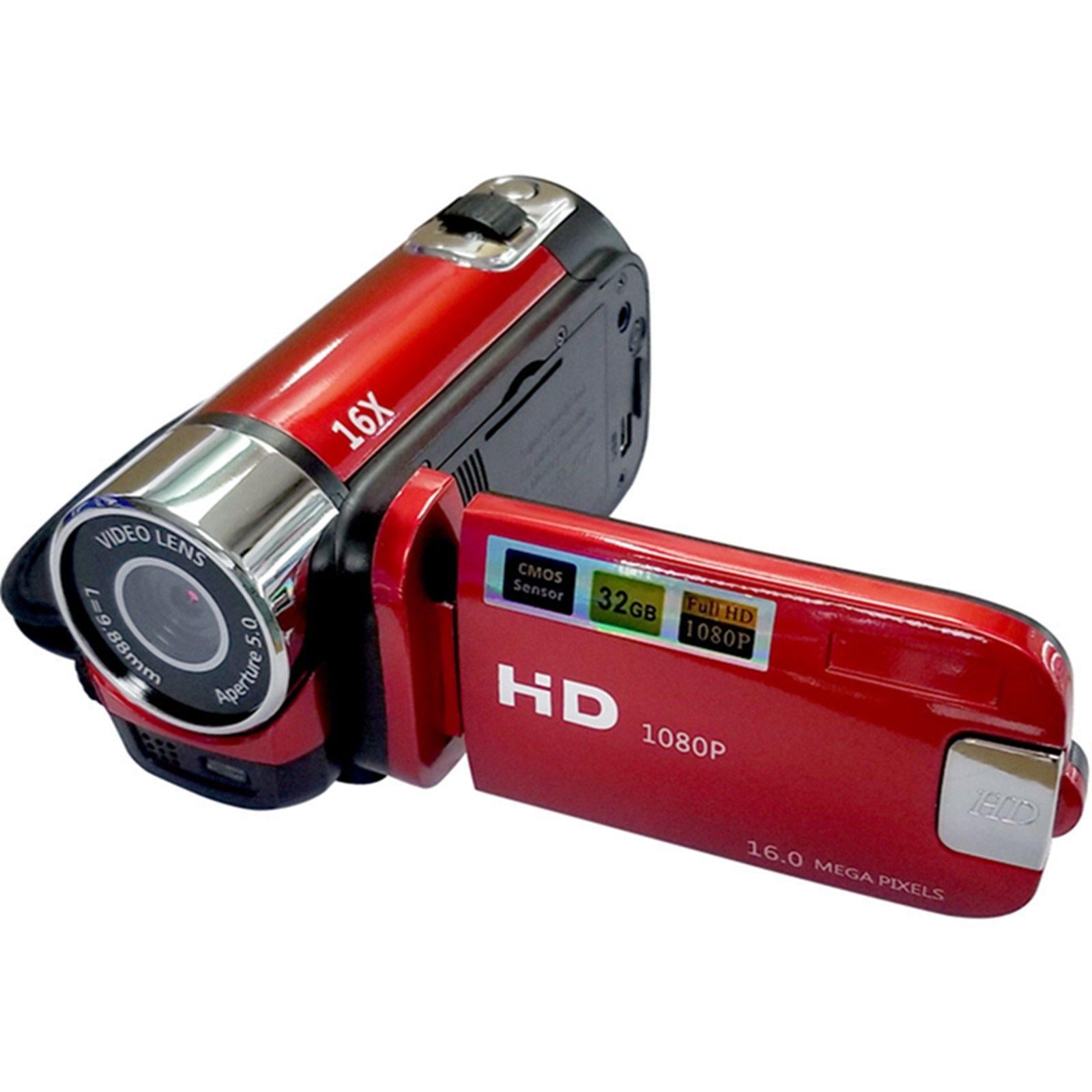 1080P HD Camcorder LCD Video Camera Recorder 16X Zoom Night Vision -EU Red