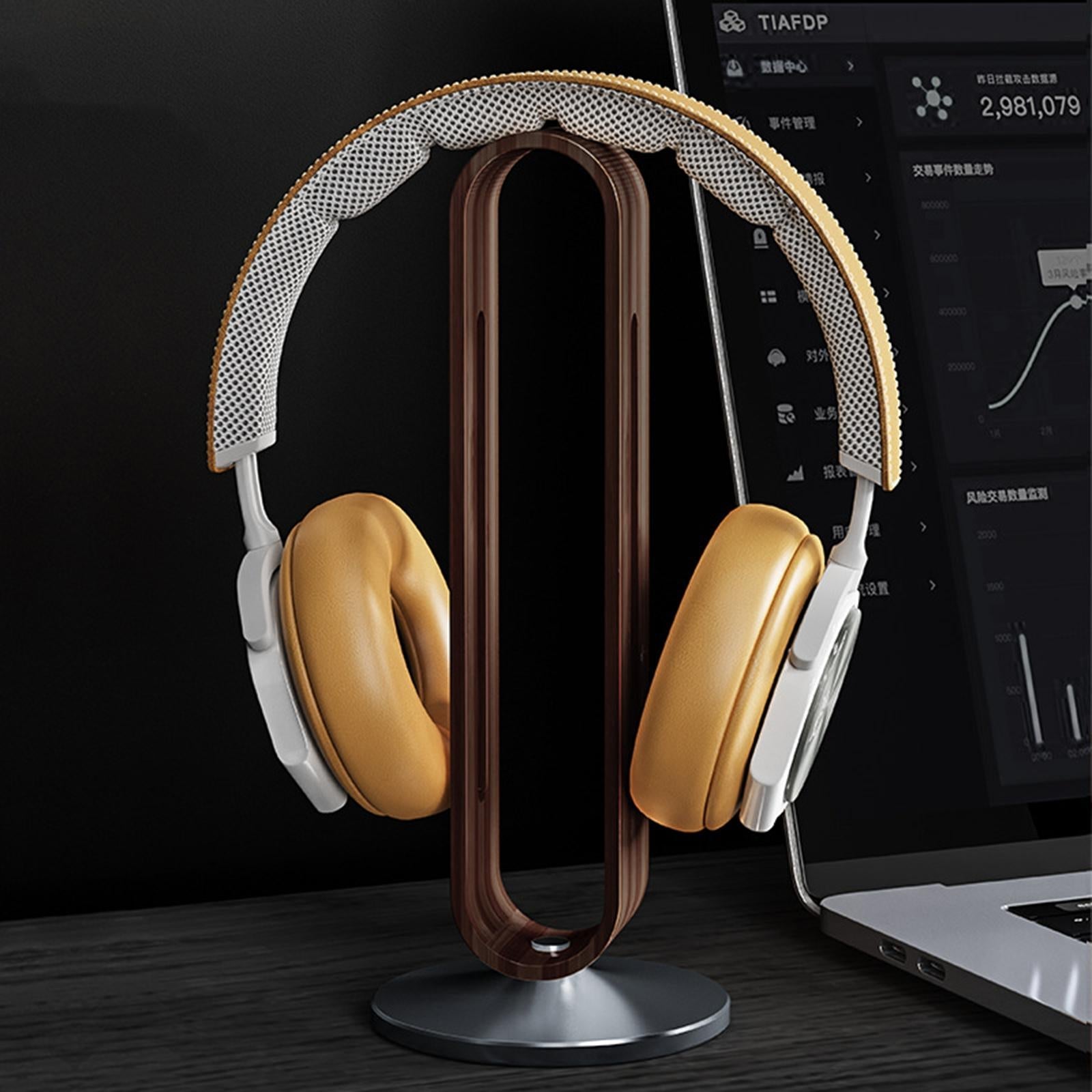 Headphone Stand Natural Wood Display Gifts Mount for Most Headphones Grey