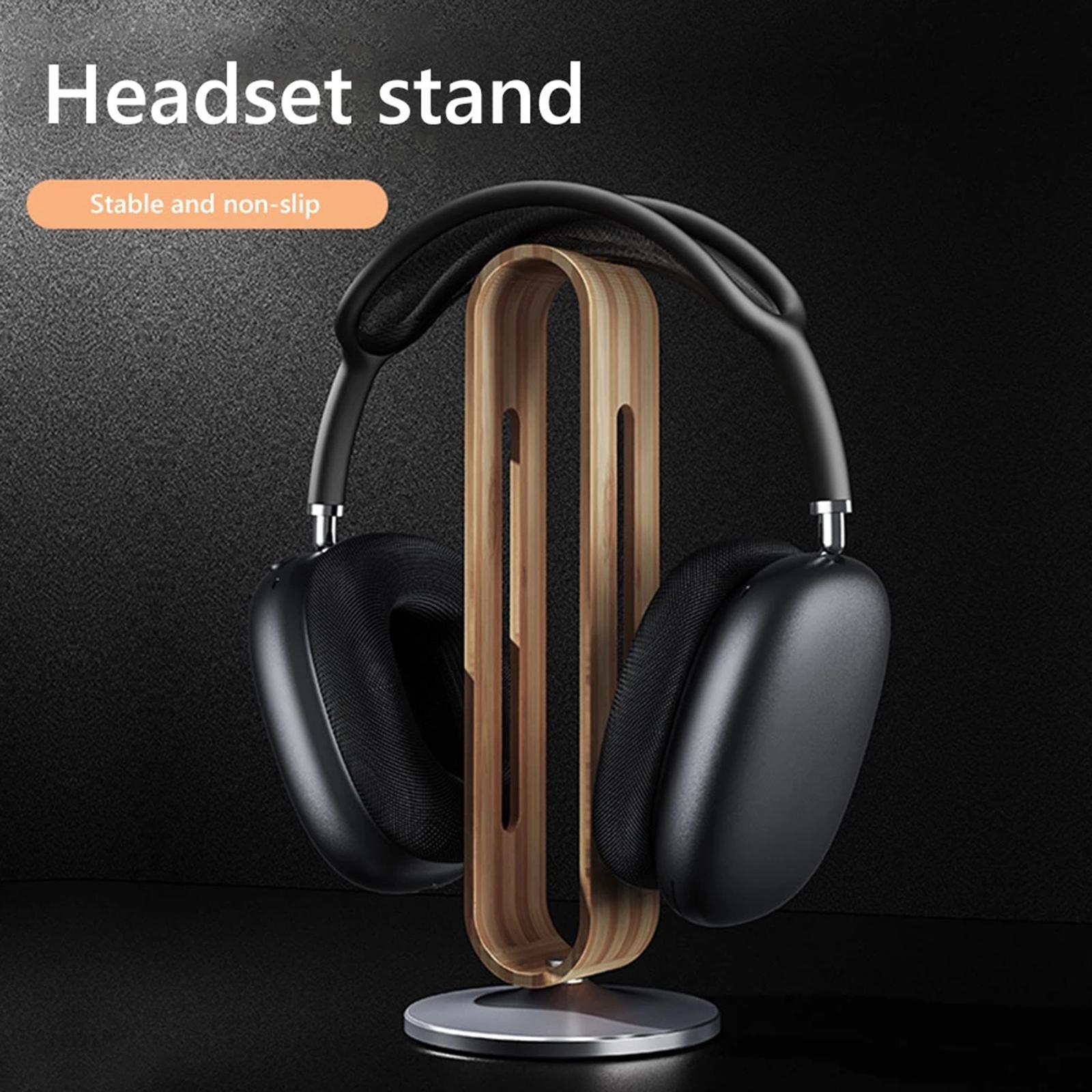 Headphone Stand Natural Wood Display Gifts Mount for Most Headphones Grey