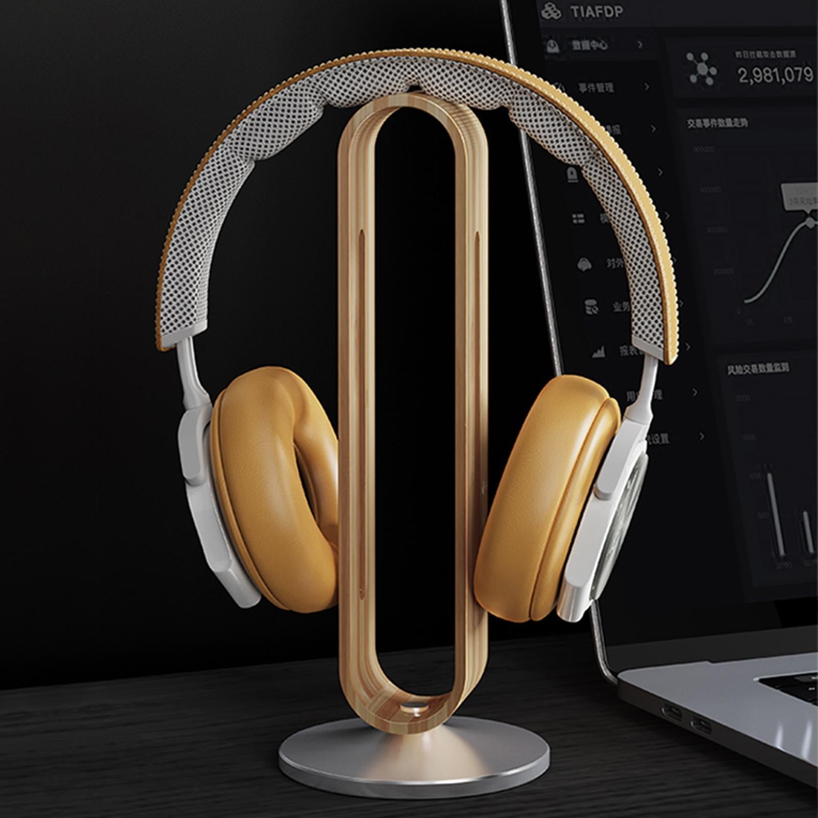 Headphone Stand Natural Wood Display Gifts Mount for Most Headphones Grey