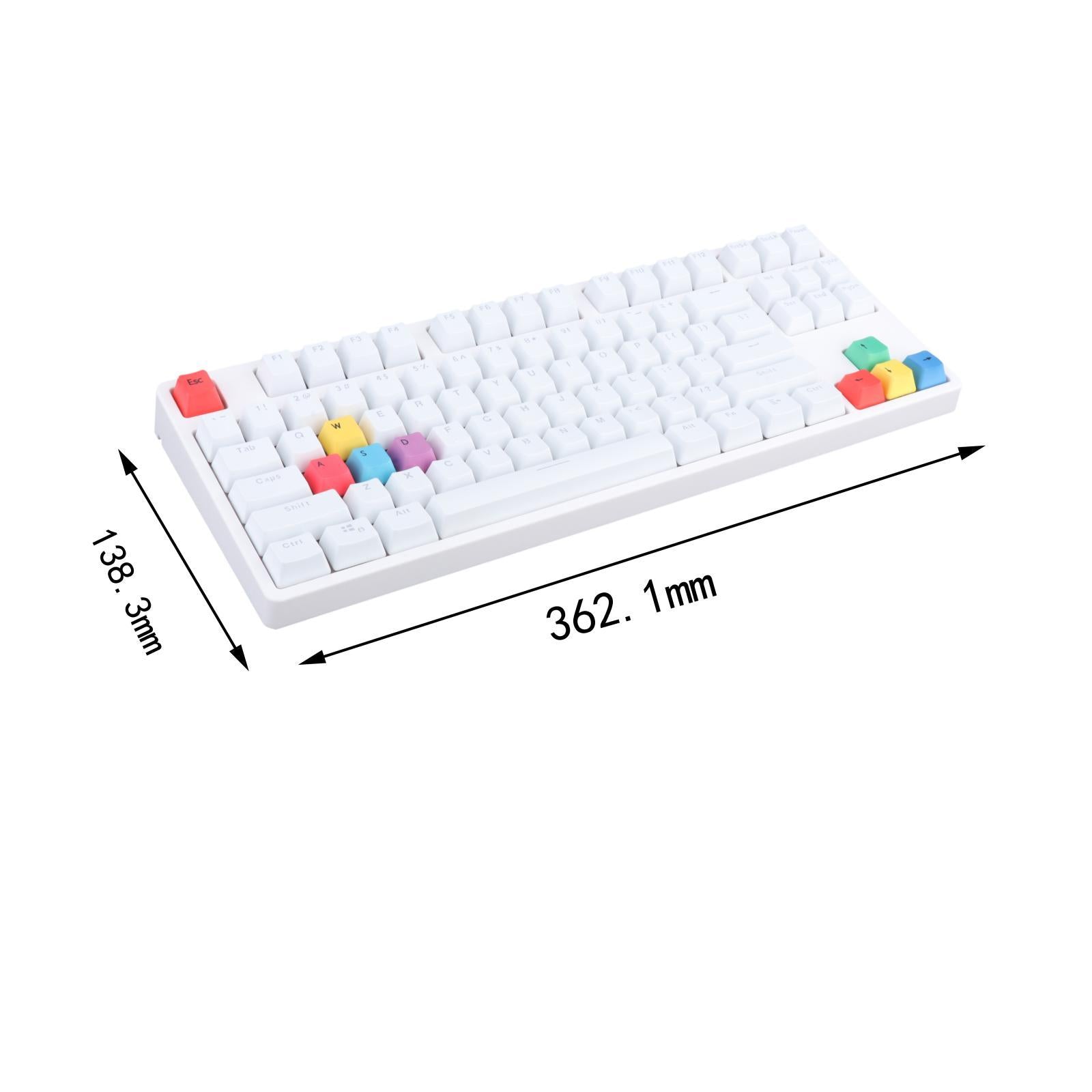 Wired 87-Key Mechanical Gaming Keyboard RGB Backlit Red Switches White