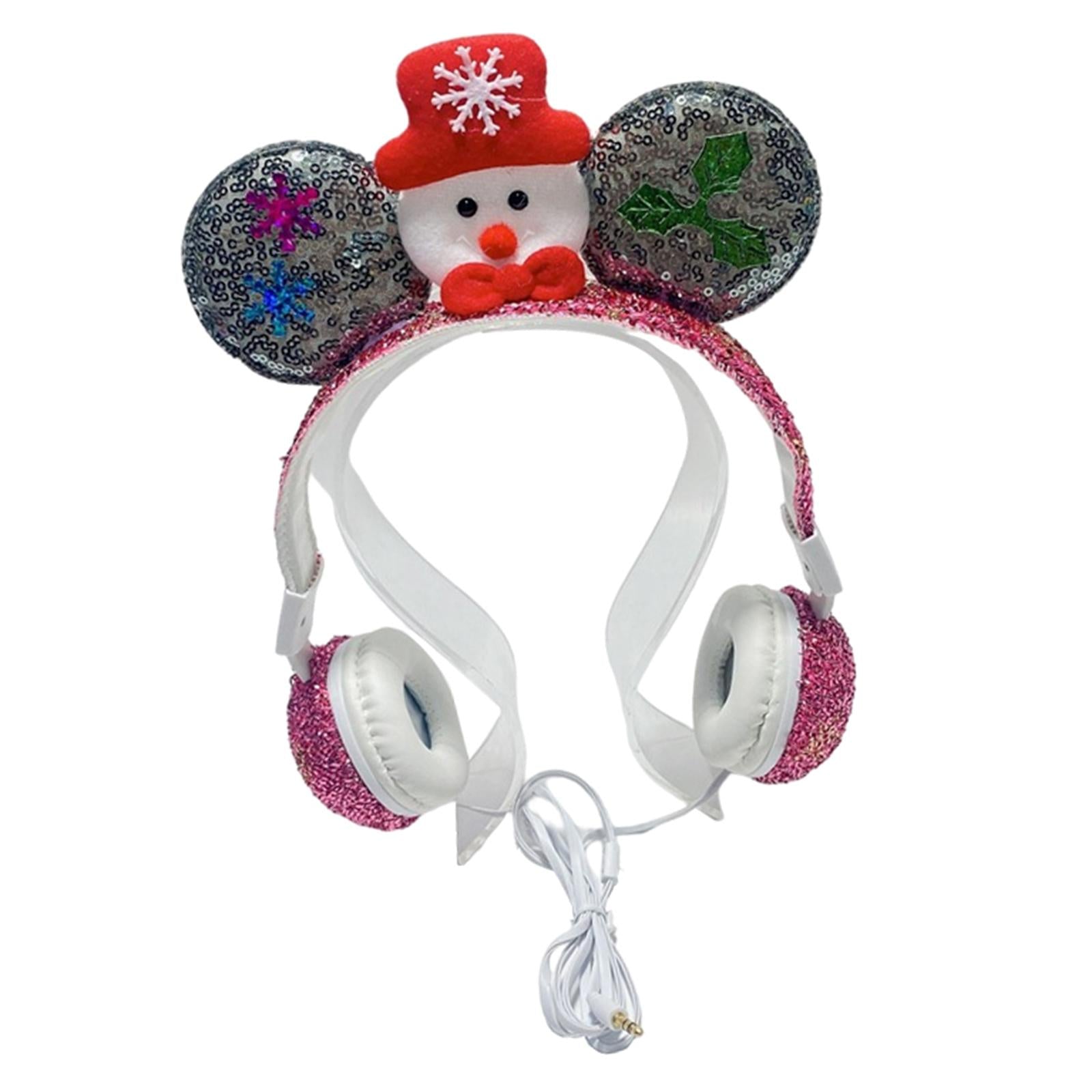 Wired Snowman Headset HiFi with Mic for Gaming Laptops Kids Adults Pink