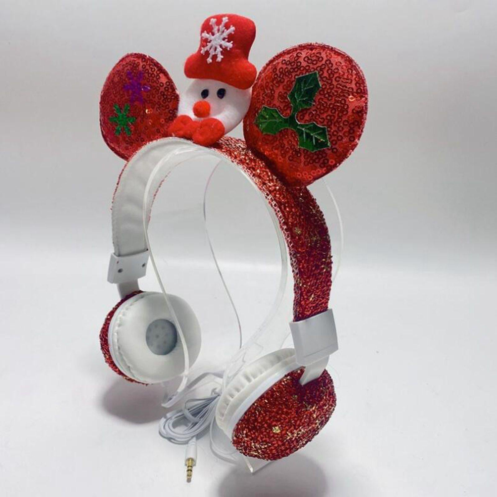 Wired Snowman Headset HiFi with Mic for Gaming Laptops Kids Adults Red