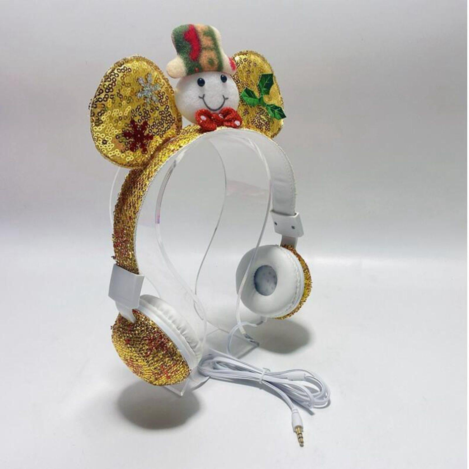 Wired Snowman Headset HiFi with Mic for Gaming Laptops Kids Adults Golden