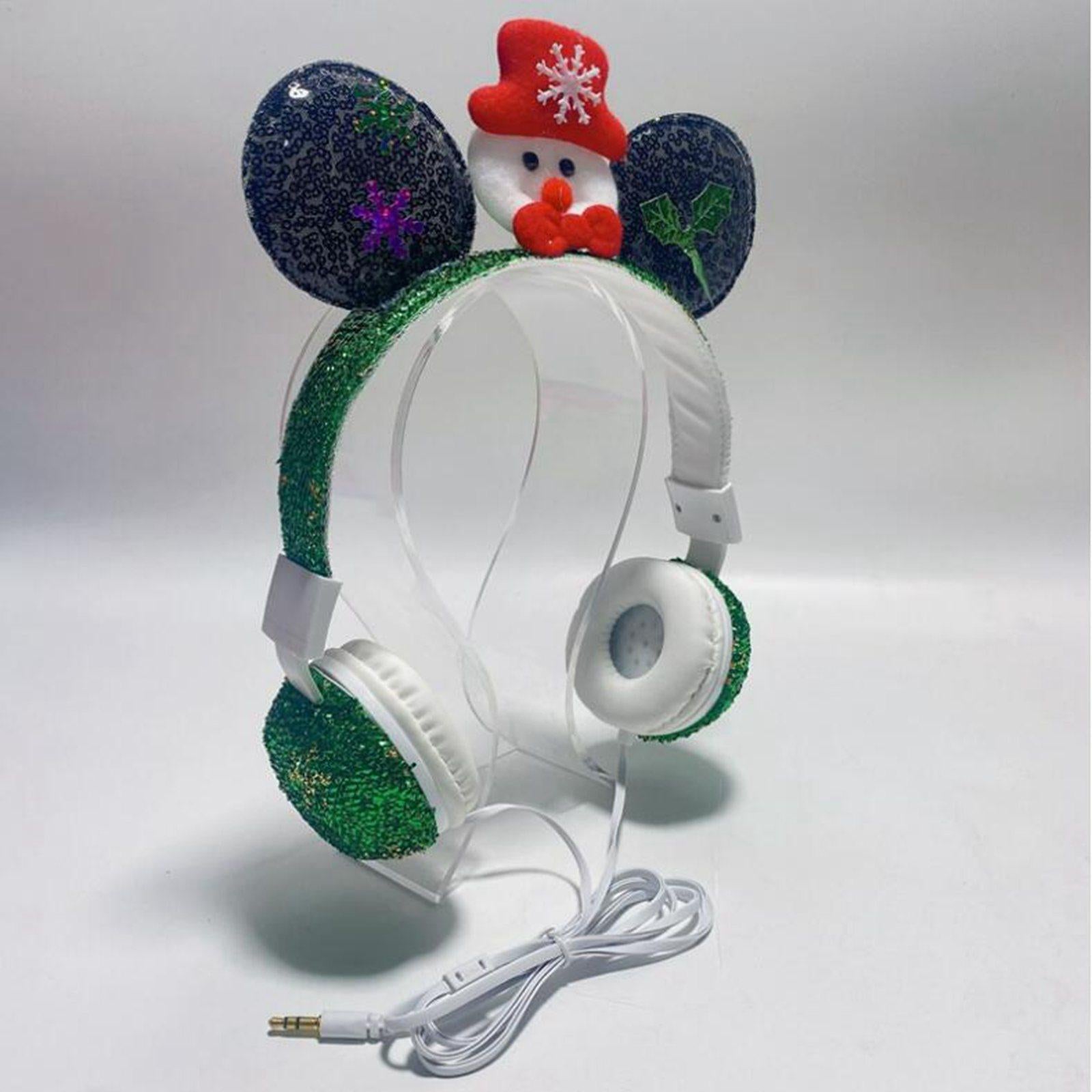 Wired Snowman Headset HiFi with Mic for Gaming Laptops Kids Adults Green