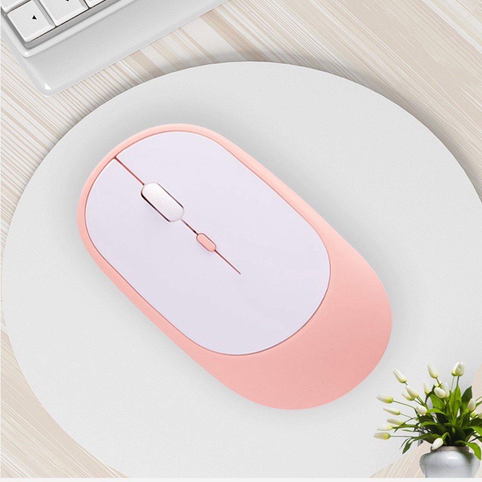 Cordless Bluetooth Mute Mouse Desktop Computer Gadget for Office Pink