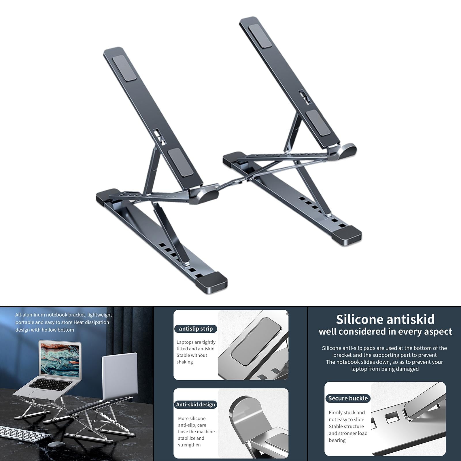 7+8 Gear Computer Stand Collapsible Support Riser for Home Meeting gray