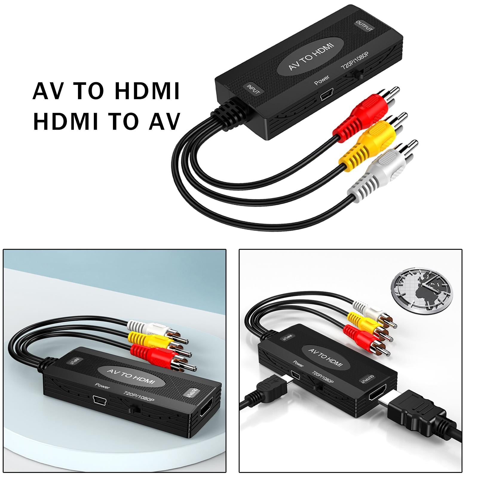 RCA to HDMI / HDMI to RCA Converter Cable AV Adapter for TV PC Laptop Tool AV to HDMI