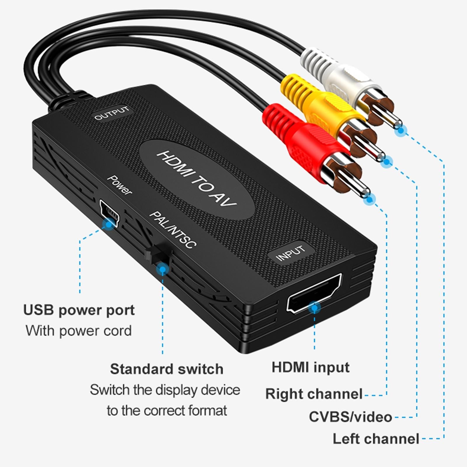 RCA to HDMI / HDMI to RCA Converter Cable AV Adapter for TV PC Laptop Tool HDMI to AV