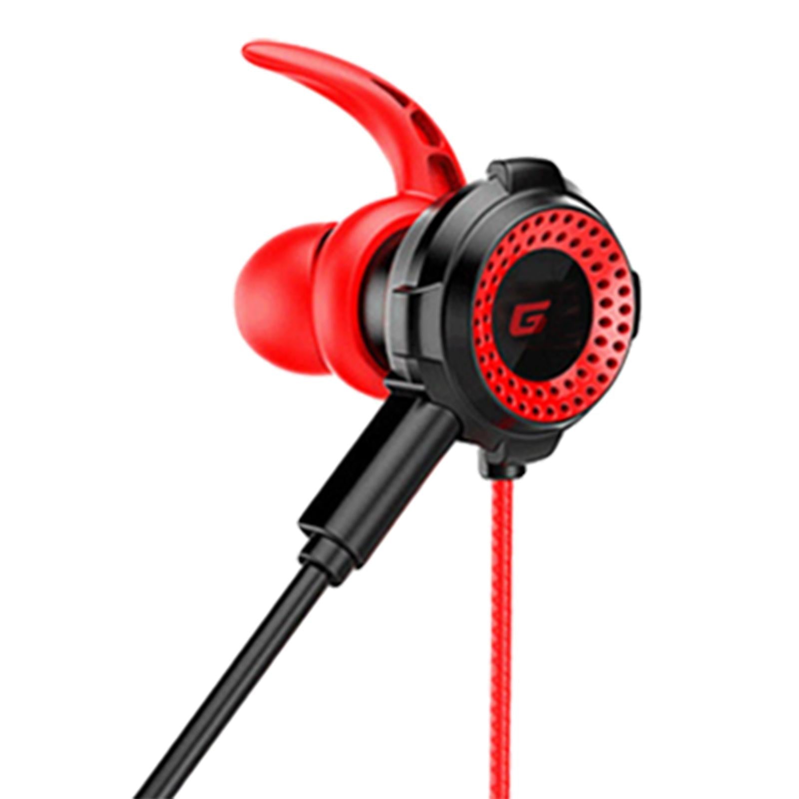 Wired Gaming Headset Headphones in Ear Earbuds with HD Microphone Red Wire