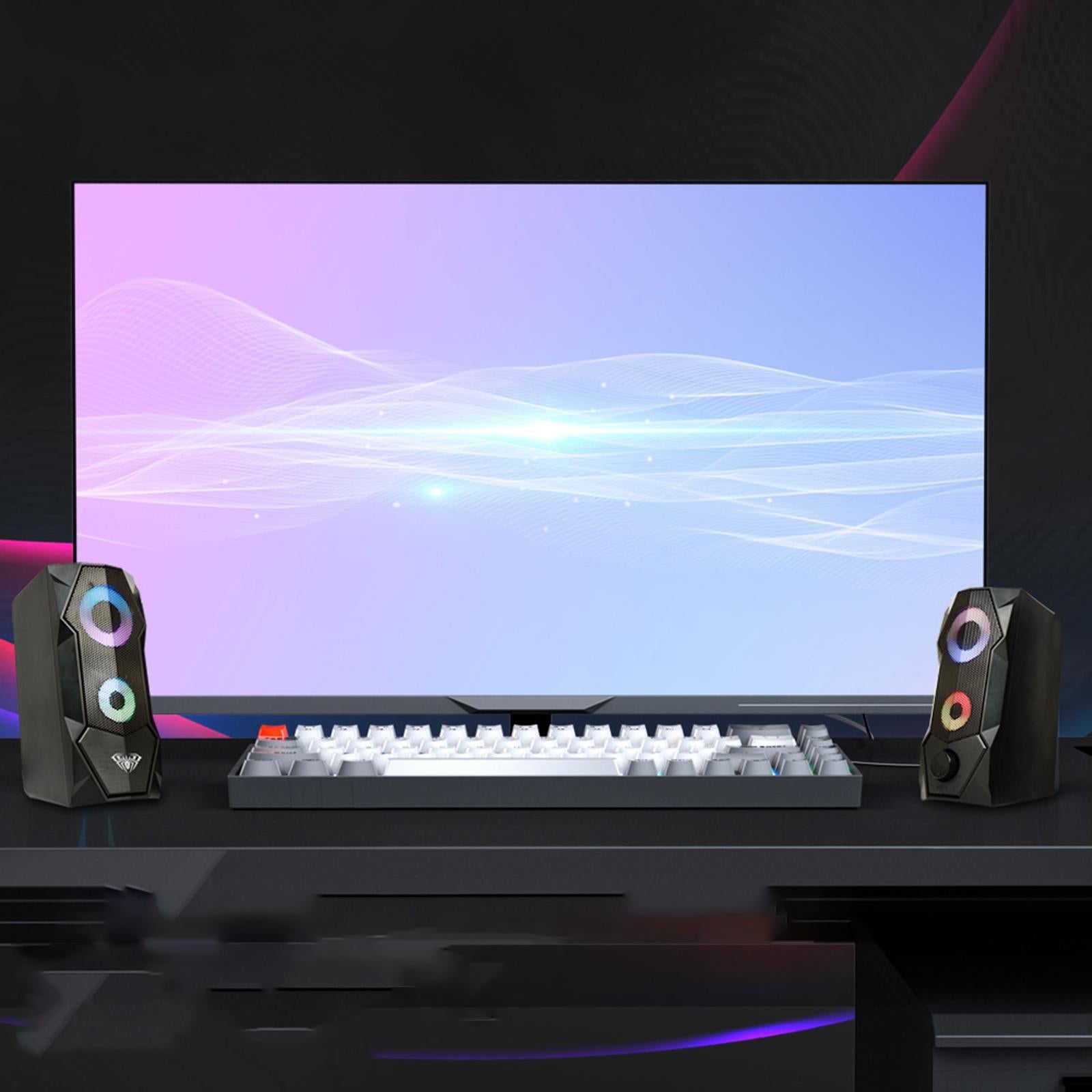 2x Computer Speakers with RGB Light USB Powered Creative for PC Laptops