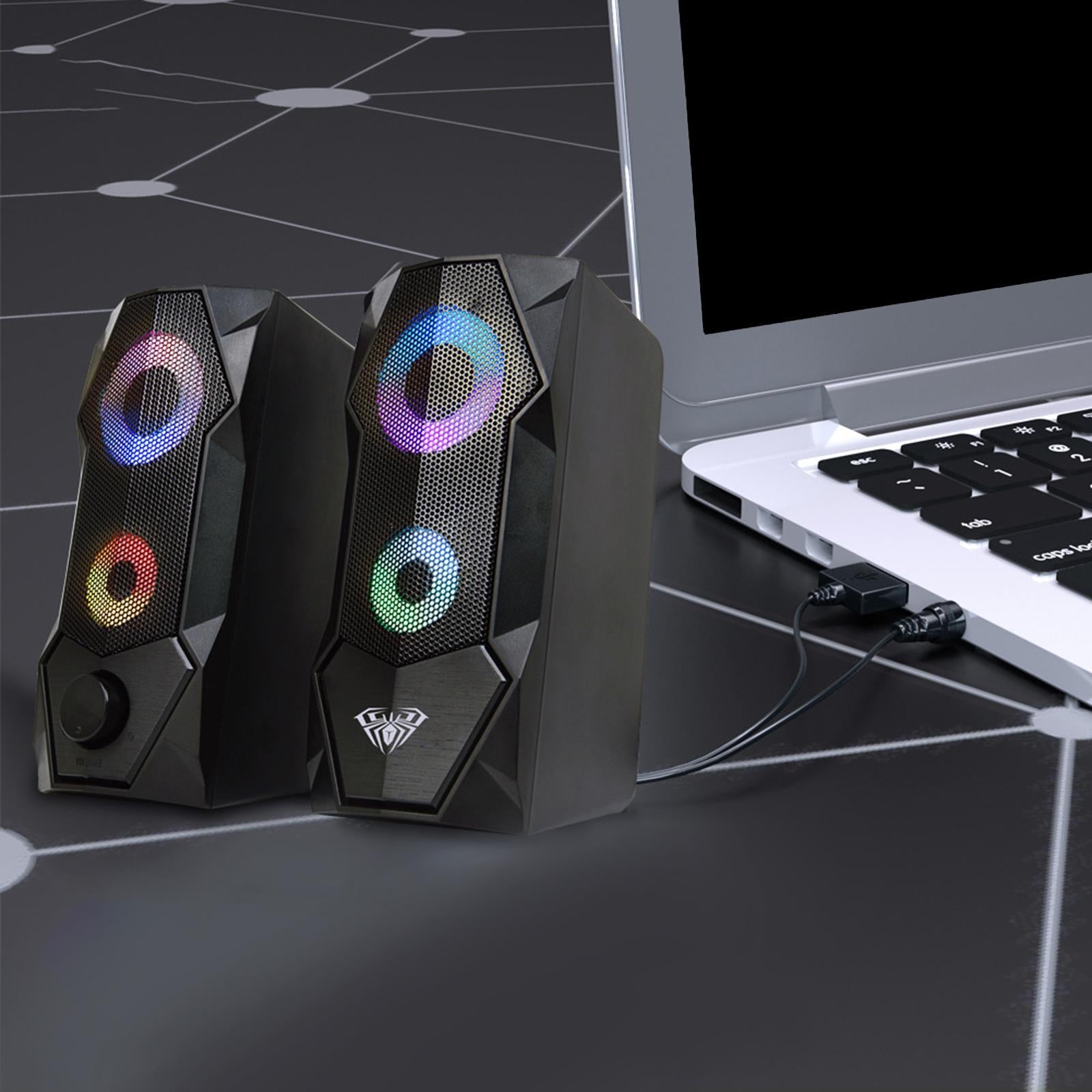 2x Computer Speakers with RGB Light USB Powered Creative for PC Laptops