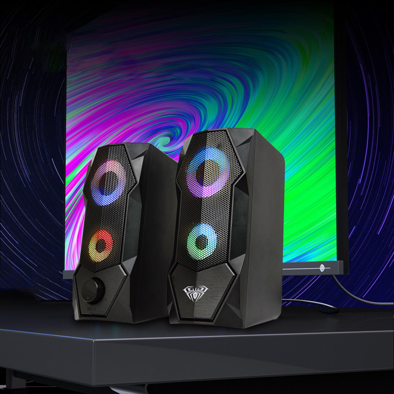 2x Computer Speakers with RGB Light USB Powered Creative for PC Laptops