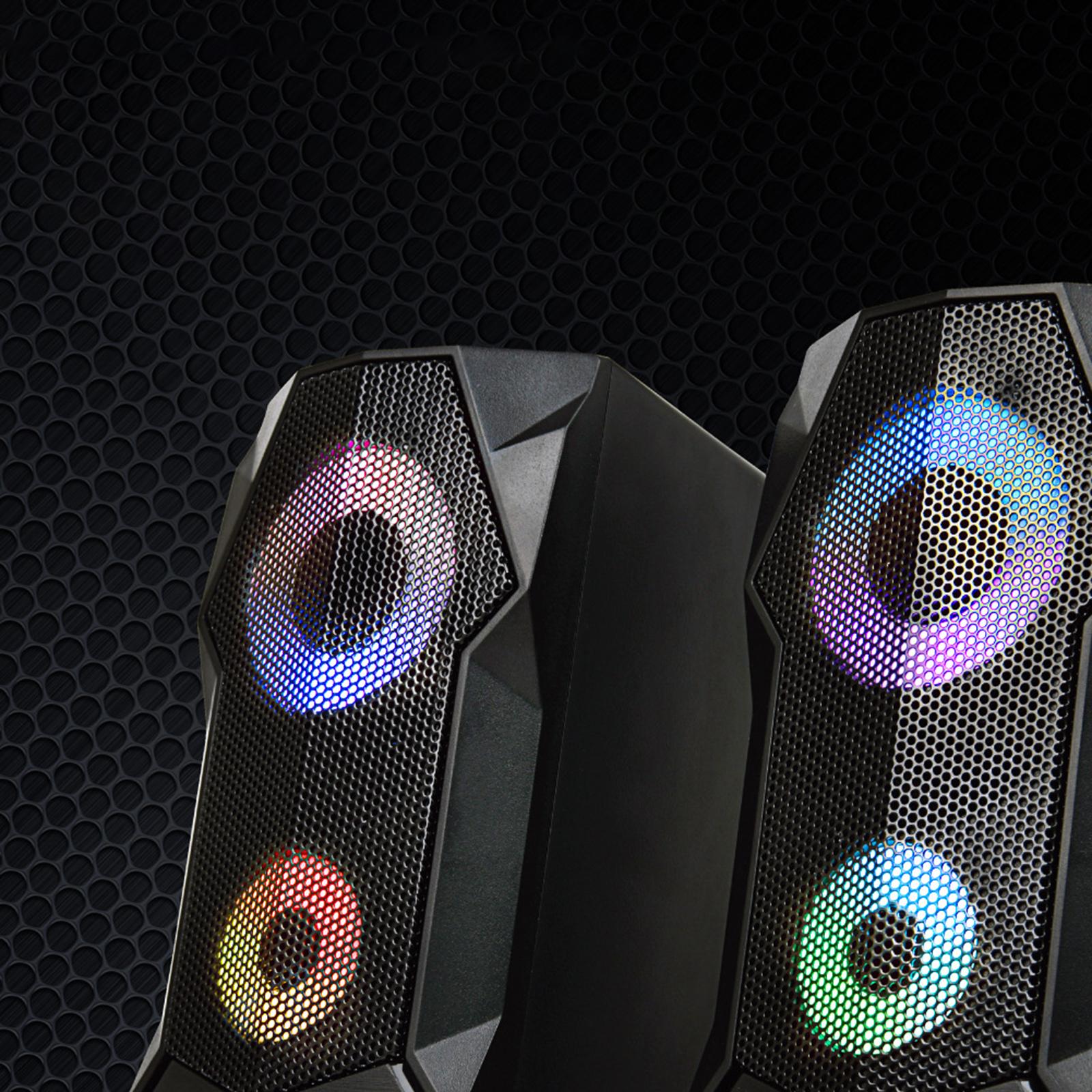 2x Computer Speakers with RGB Light USB Powered Creative for PC Laptops