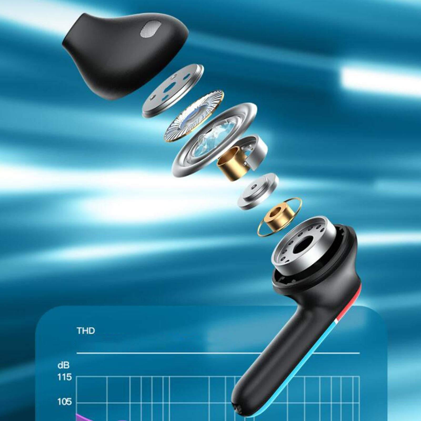 Wireless Bluetooth 5.0 Earphones NFC Touch Control in-Ear for Gaming Phones black