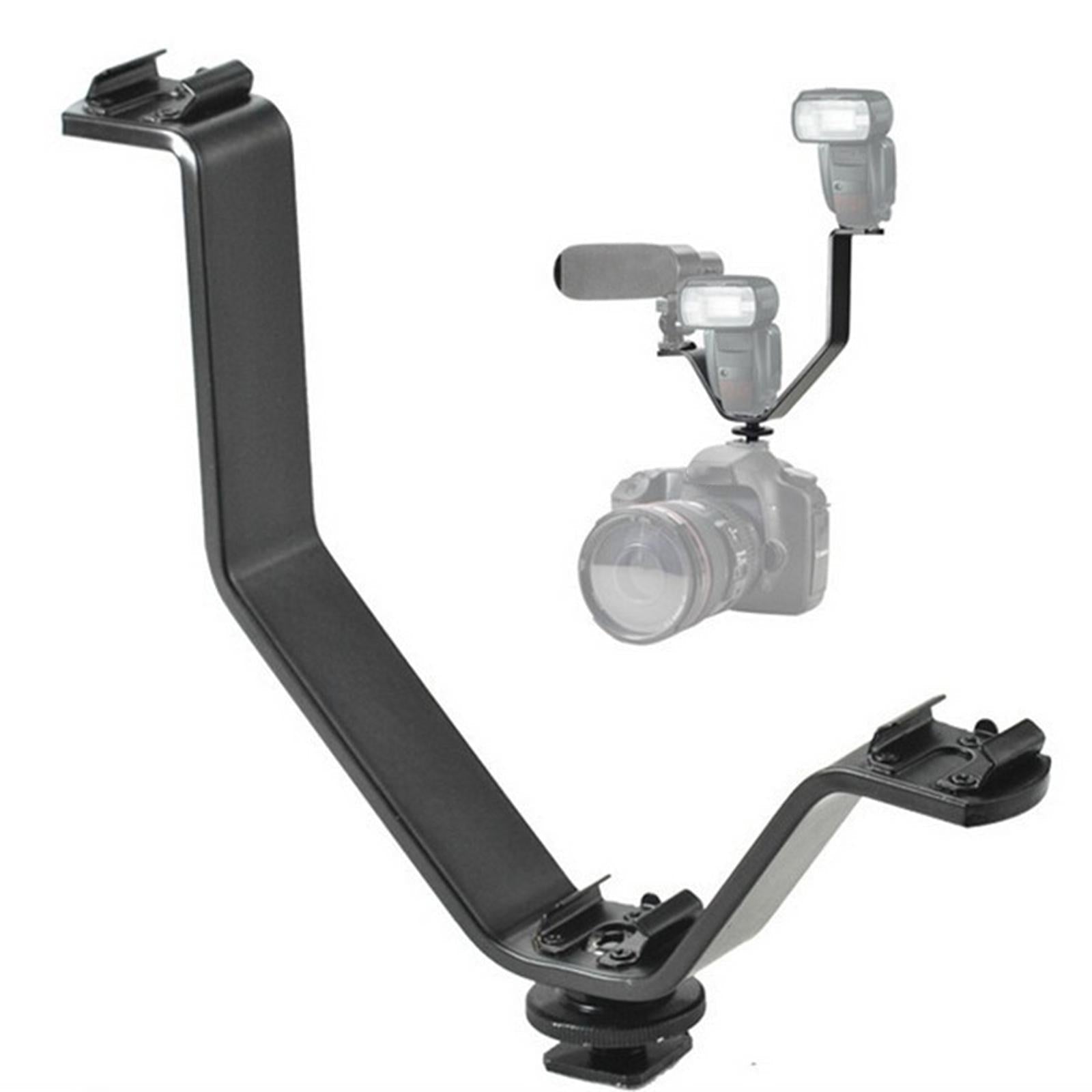 V-Shape Triple 3 Cold Shoe Mount Bracket Triple Shoe Bracket for DSLR Camera