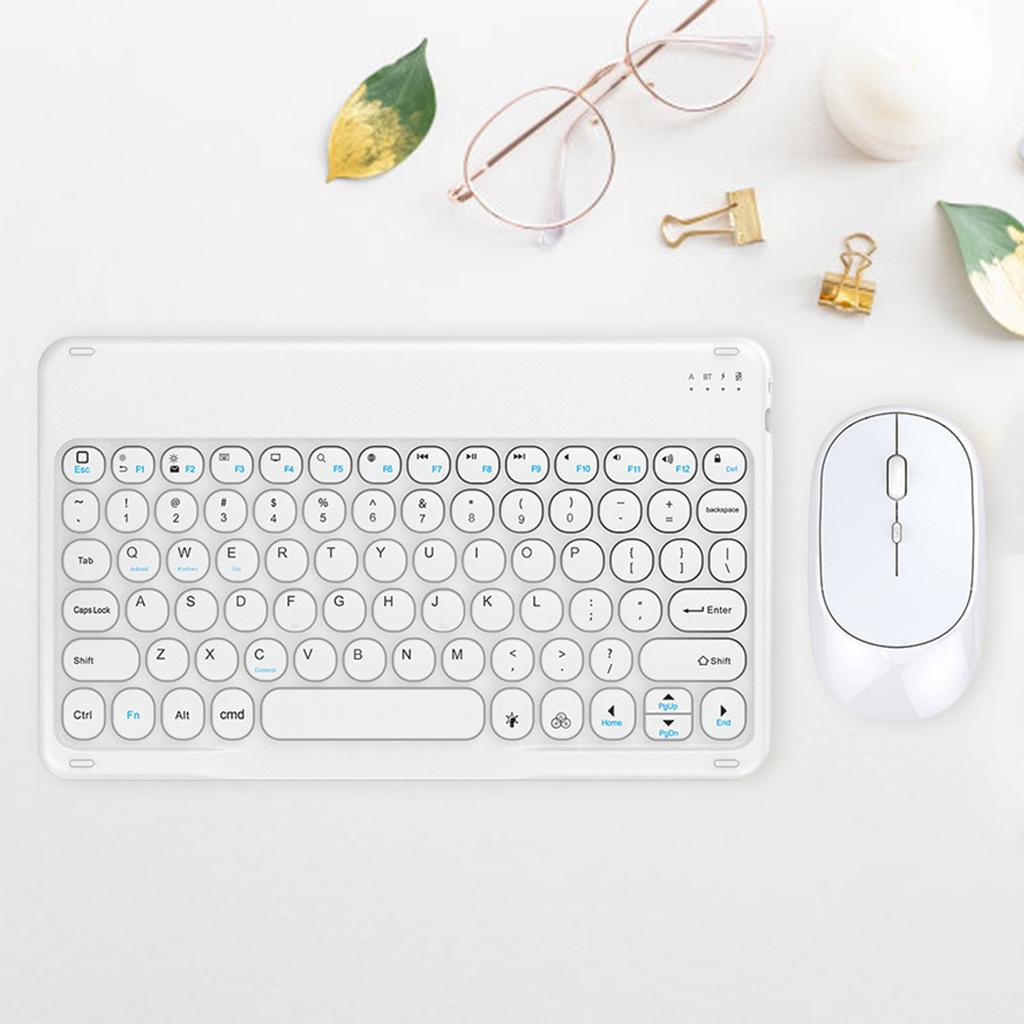 Wireless Keyboard and Mouse Quiet for Laptops Tablets White