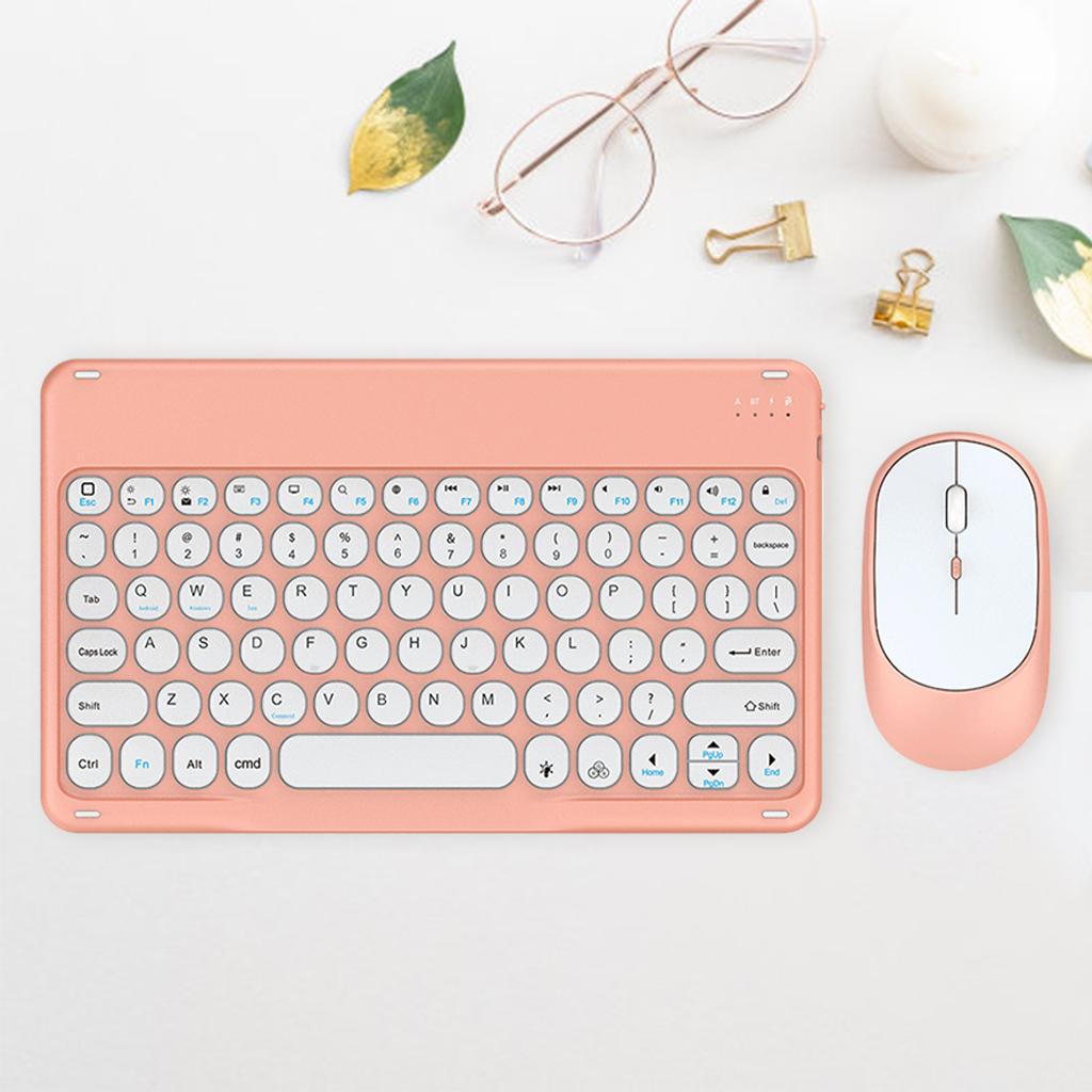 Wireless Keyboard and Mouse Quiet for Laptops Tablets Pink