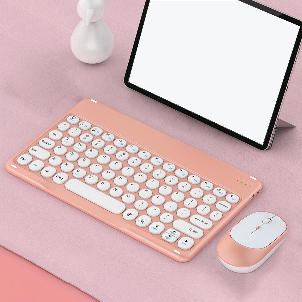 Wireless Keyboard and Mouse Quiet for Laptops Tablets Pink