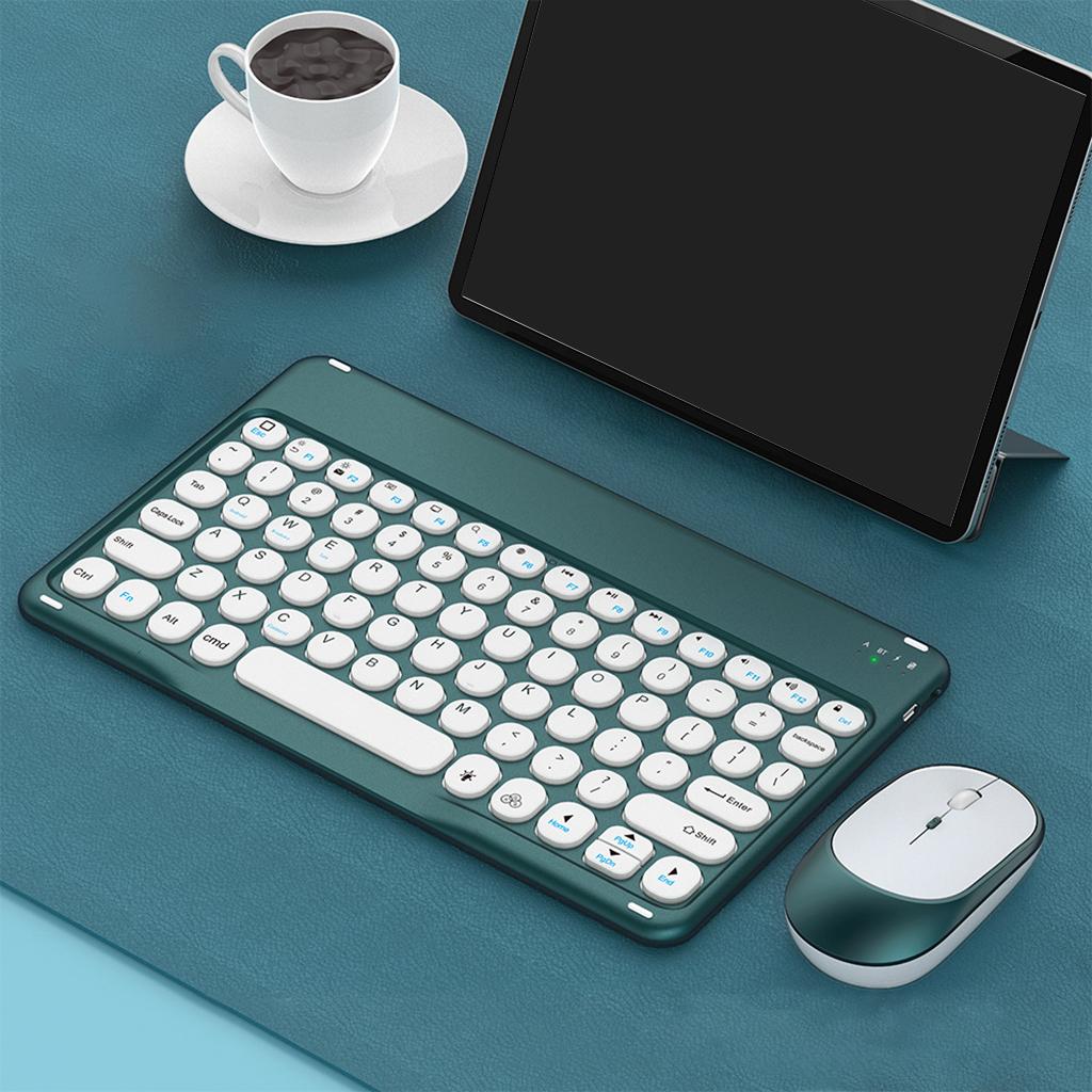 Wireless Keyboard and Mouse Quiet for Laptops Tablets Dark Green