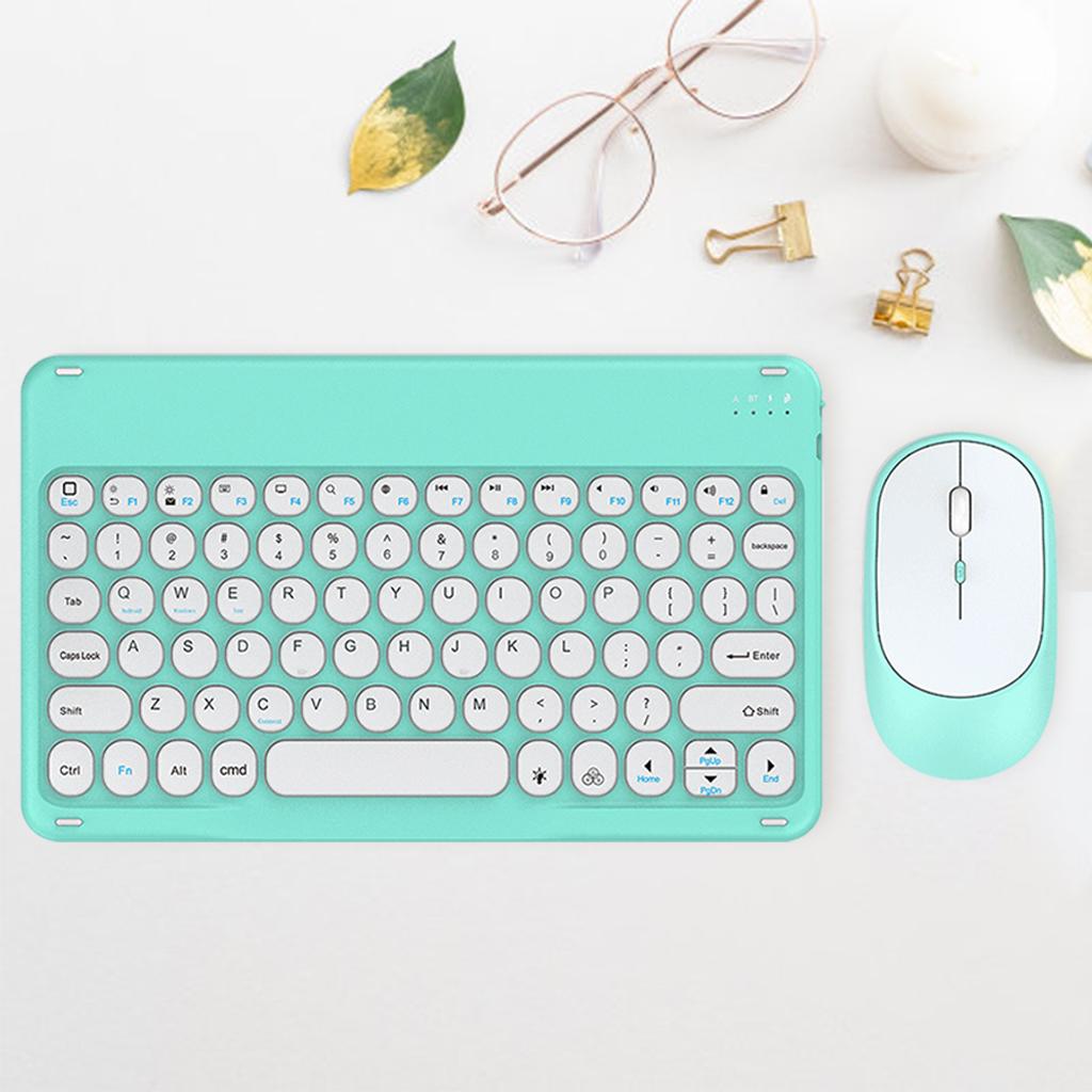 Wireless Keyboard and Mouse Quiet for Laptops Tablets Light Blue