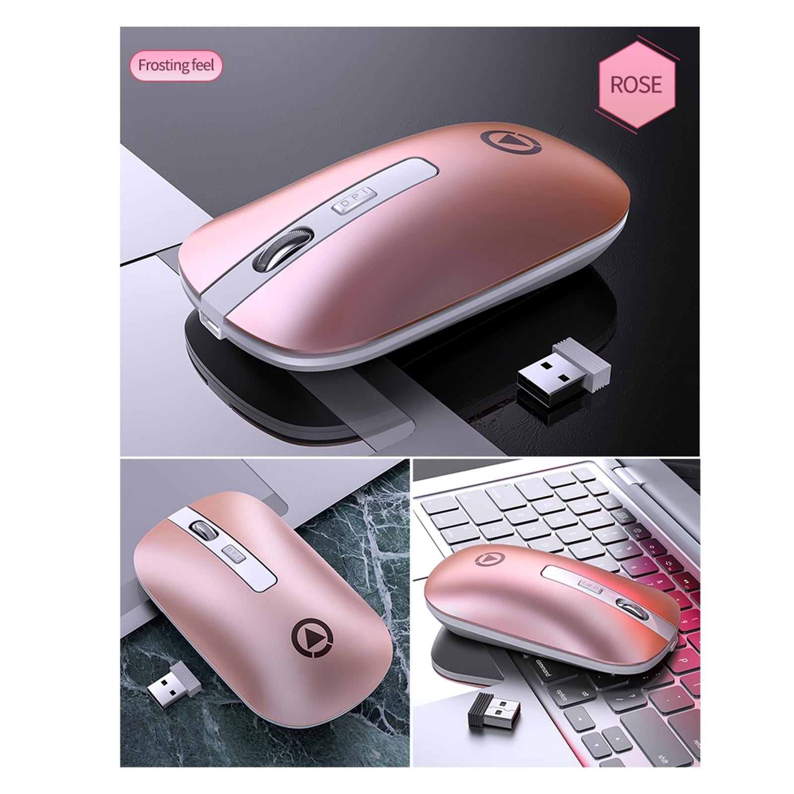 Quiet Wireless Office Mouse for Laptops 2.4GH Rose Gold