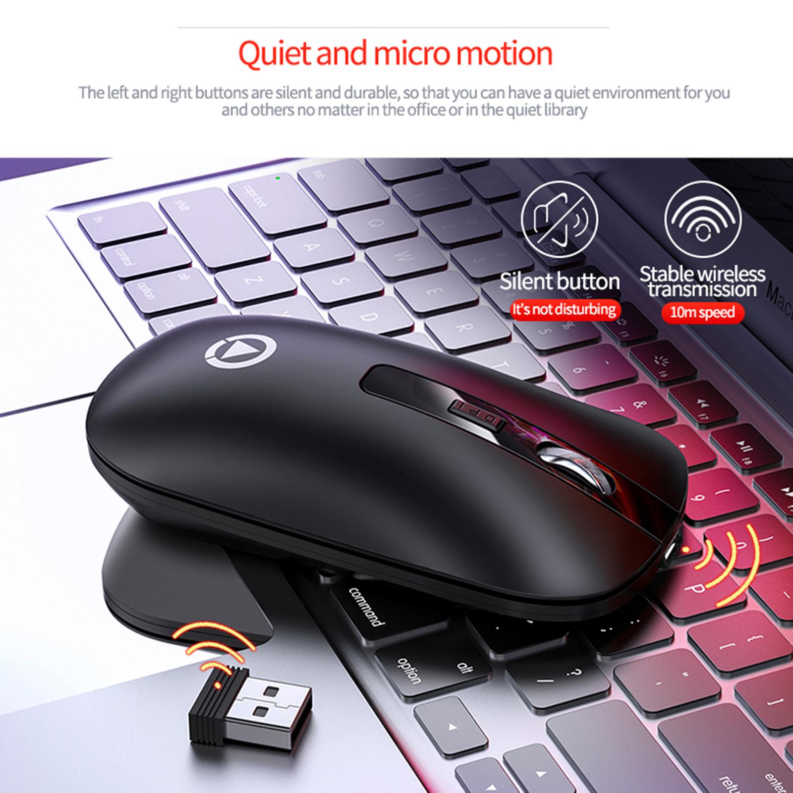 Quiet Wireless Office Mouse for Laptops 2.4GH Rose Gold